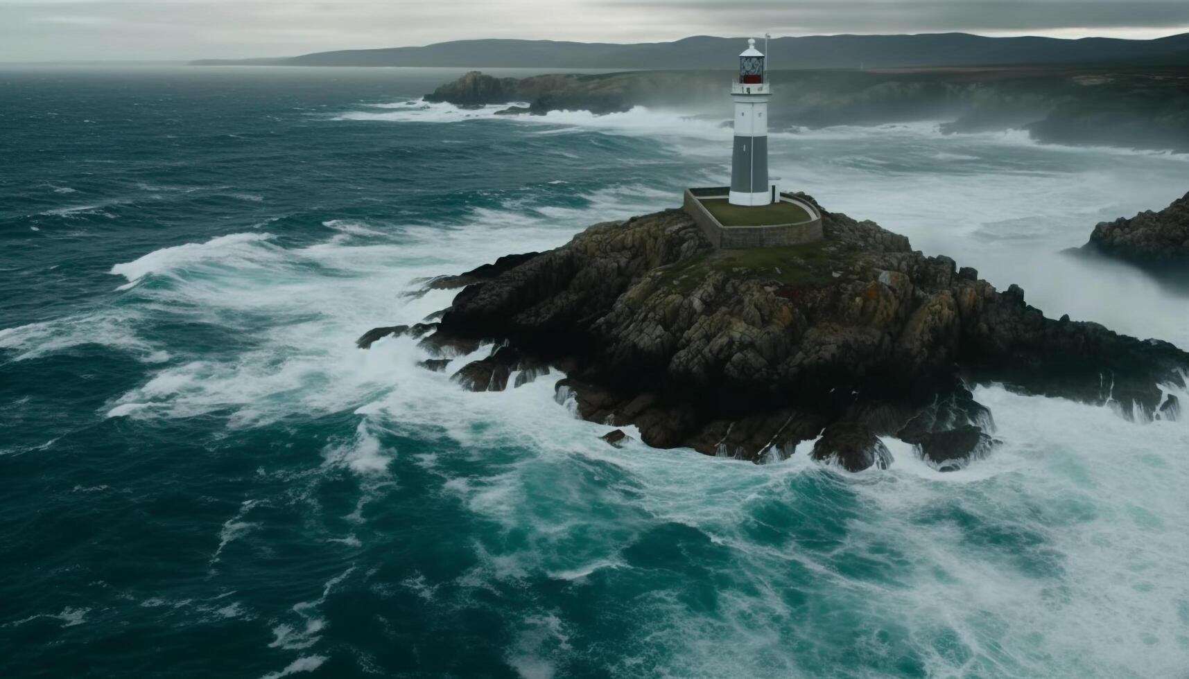 hög vinkel se av känd asturien kustlinje, kraschar vågor spray genererad förbi ai foto