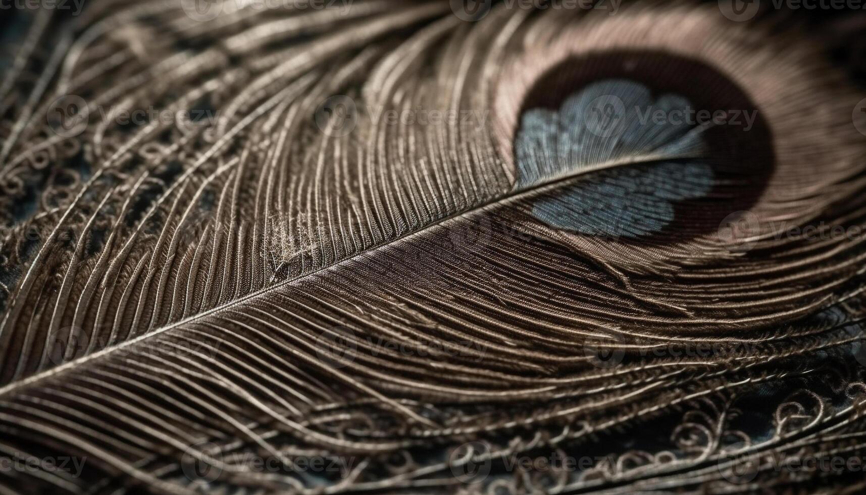 vibrerande påfågel fjäder mönster ställer ut skönhet i natur bräcklighet genererad förbi ai foto