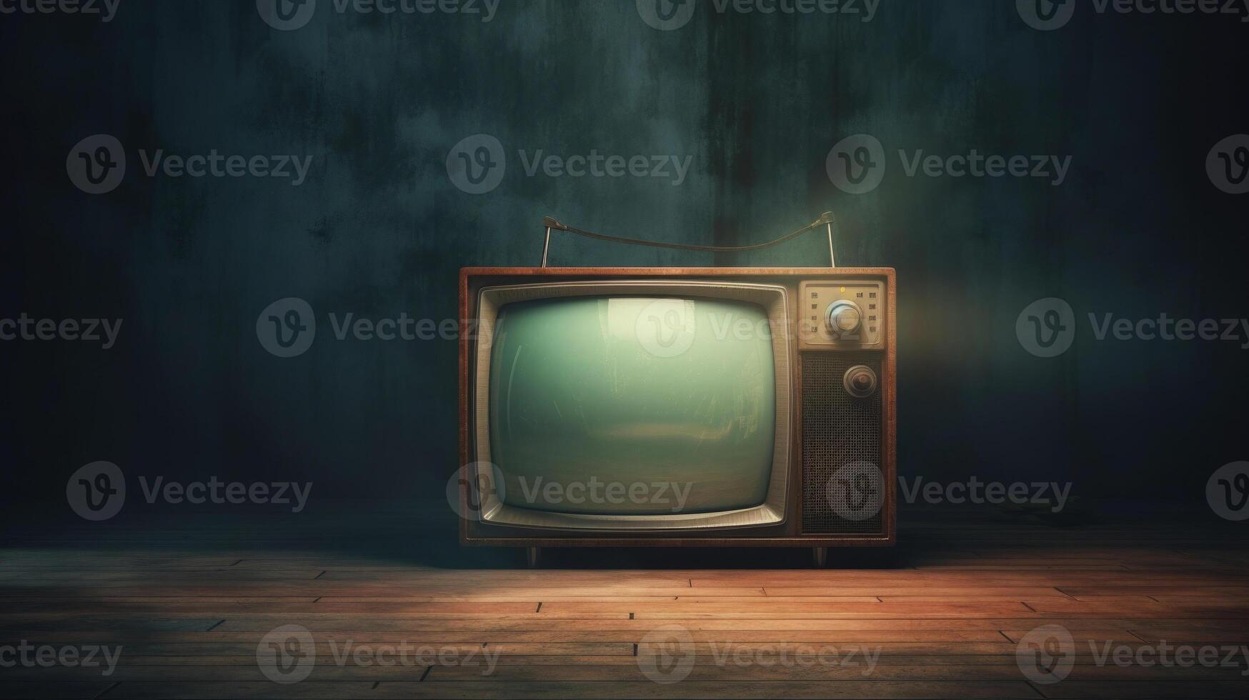 retro gammal tv på abstrakt bakgrund. minimal stil. generativ ai foto