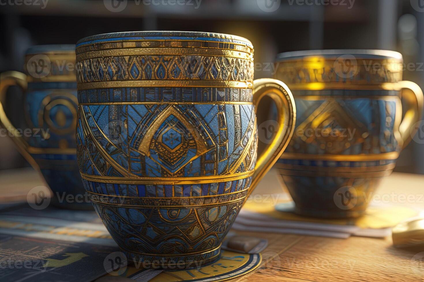 coffe koppar faraonisk mönster design illustration generativ ai foto