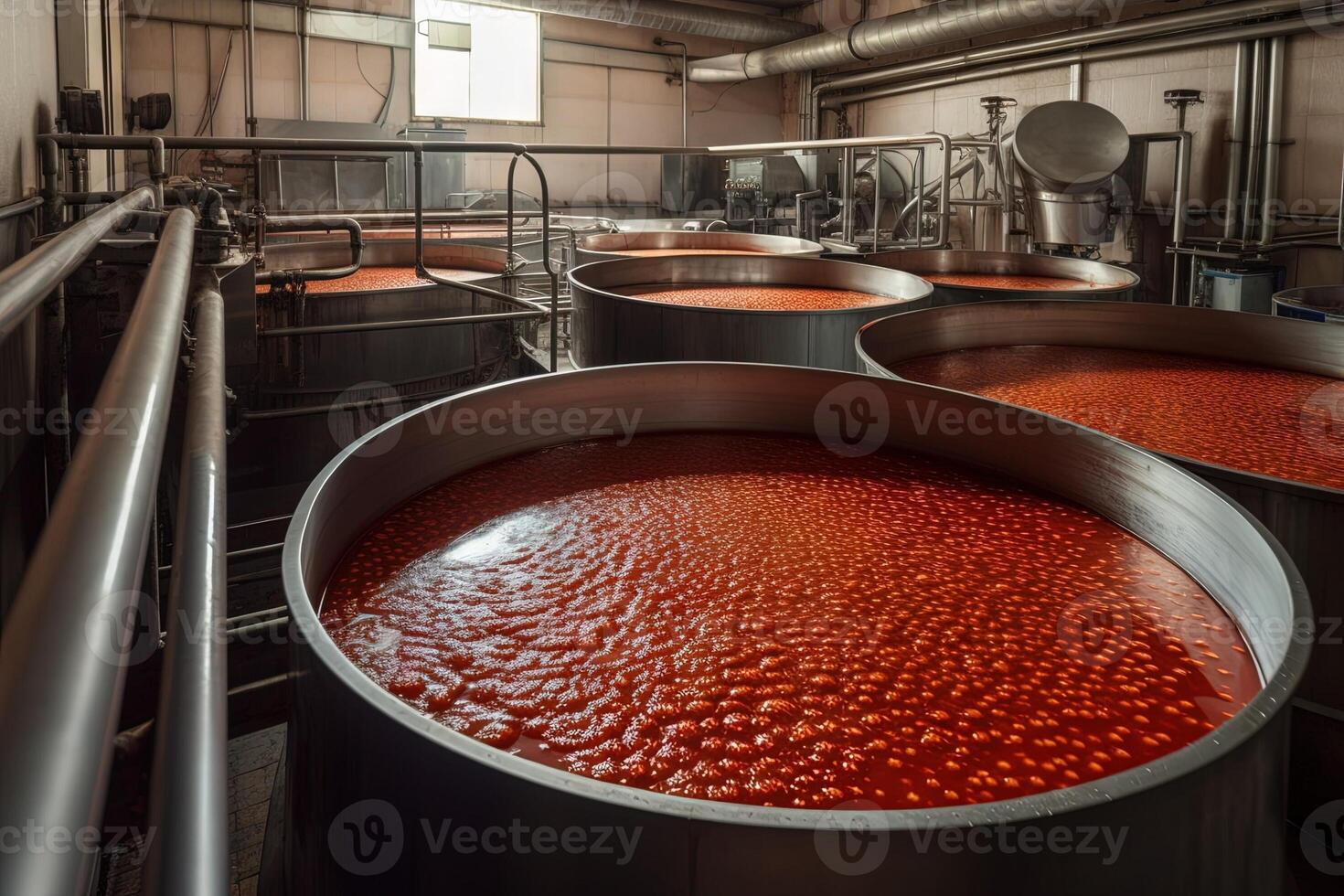 transportband industriell produktion av tomater sås illustration generativ ai foto
