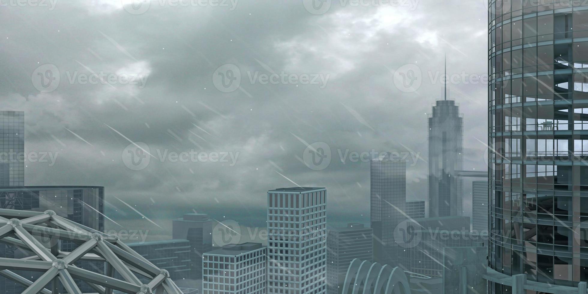 panorama över en storstad under en orkan foto