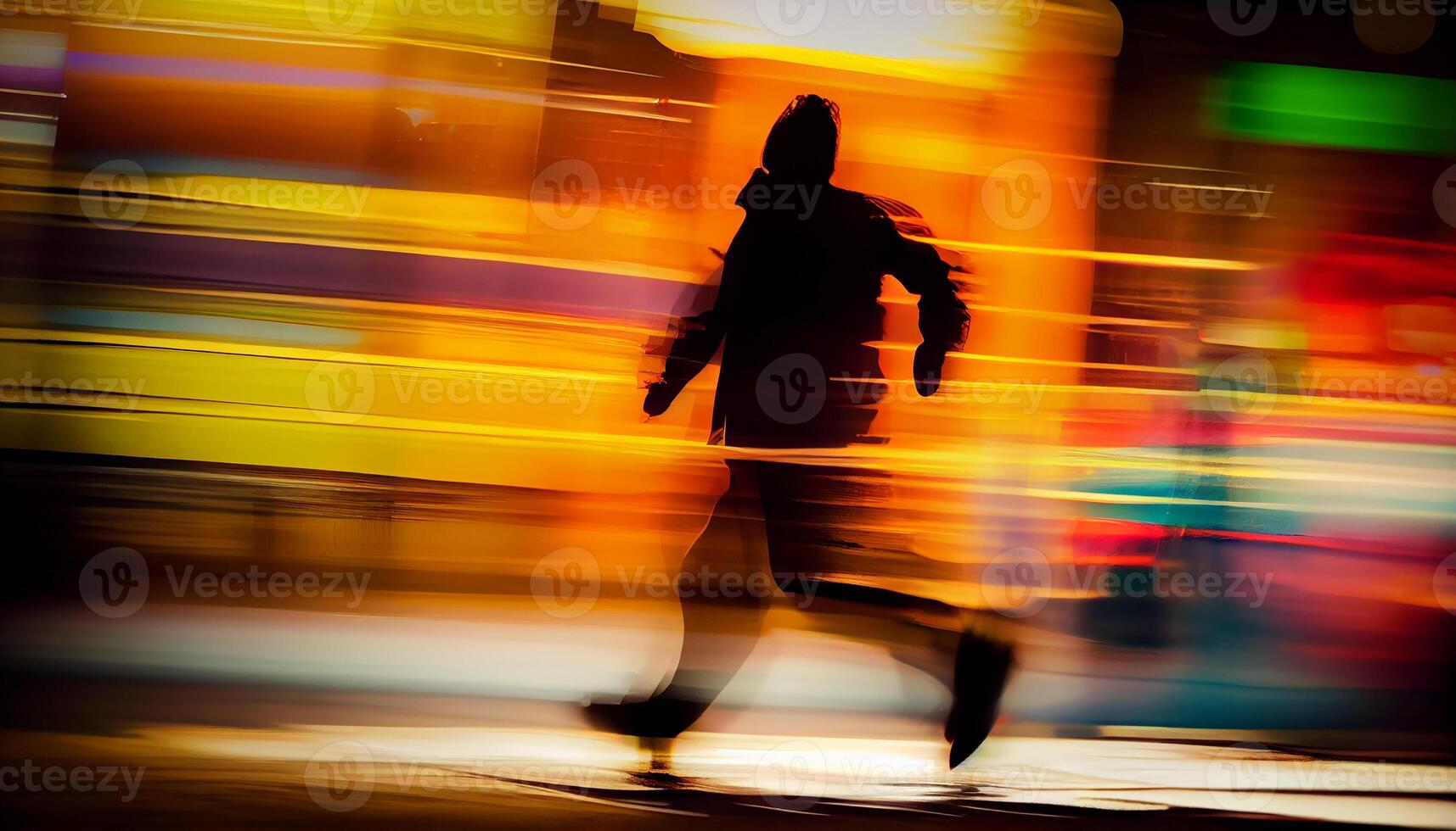silhuetter av rusa män i rörelse pendlare hastighet ,generativ ai foto