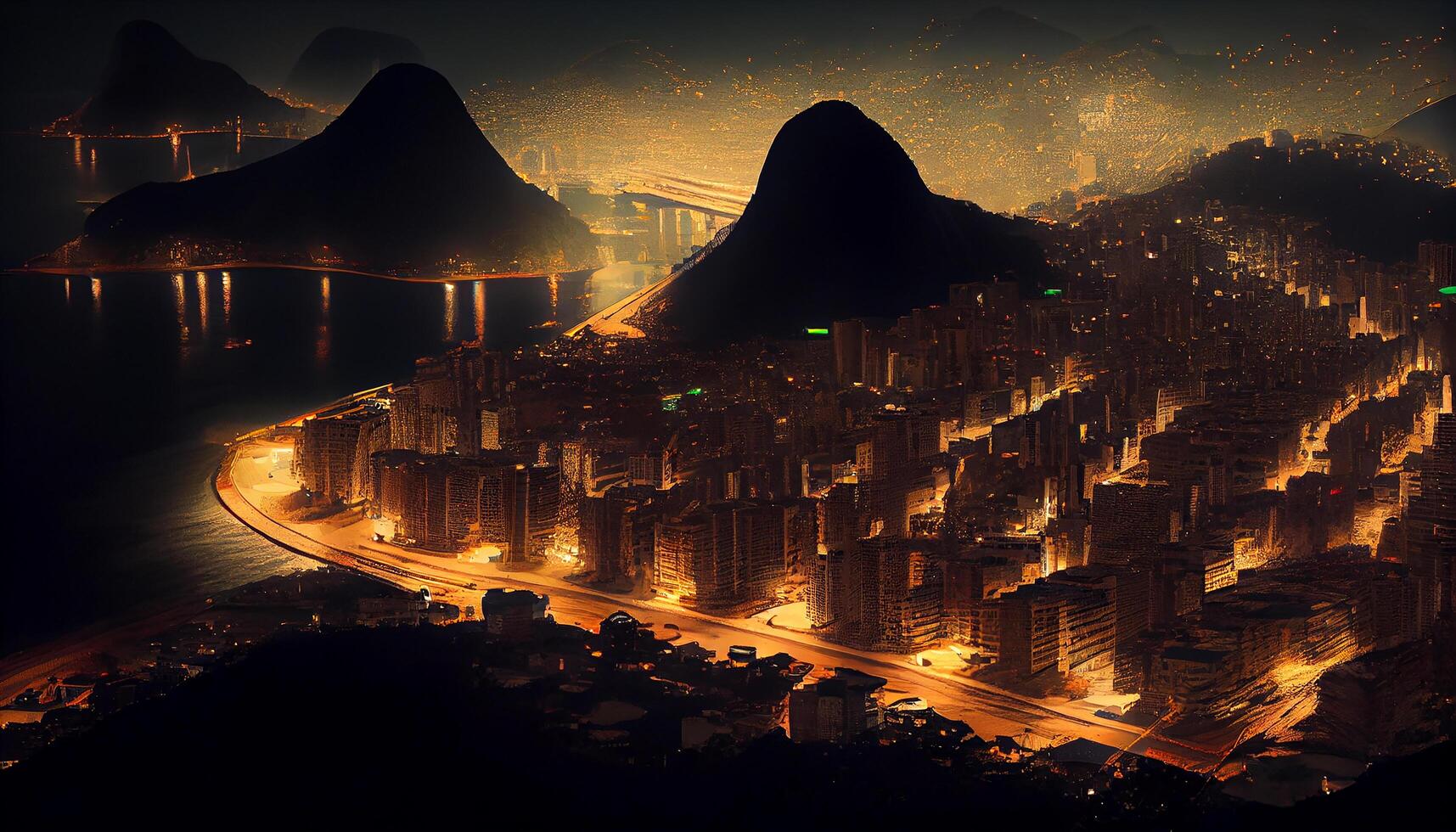 natt stadsbild skyskrapor belysa urban horisont på skymning ,generativ ai foto