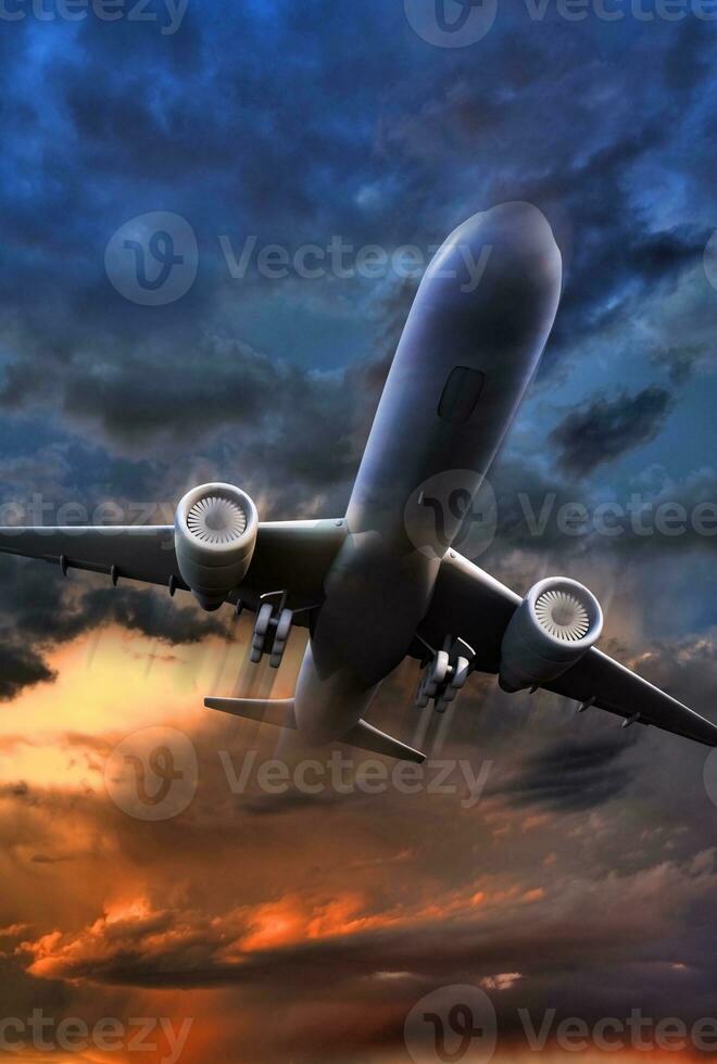 trafikflygplan ta av illustration foto