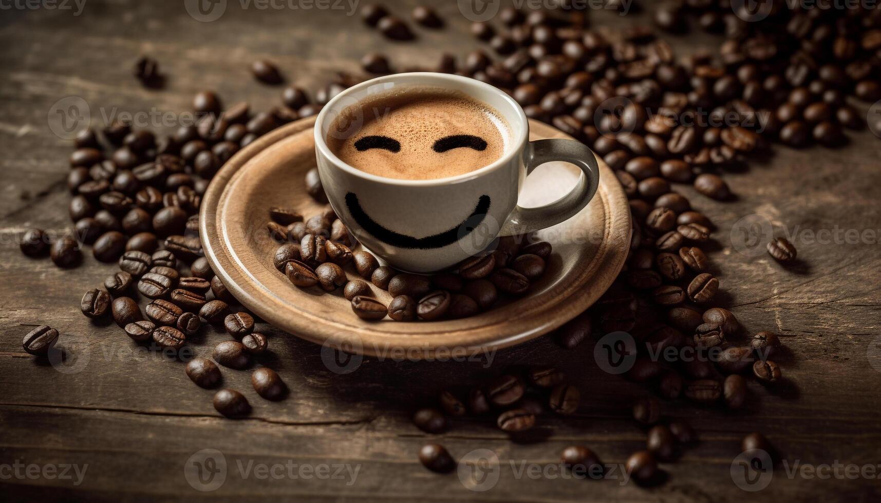 nyligen bryggt kaffe i en rustik säckväv bakgrund, Nej människor generativ ai foto