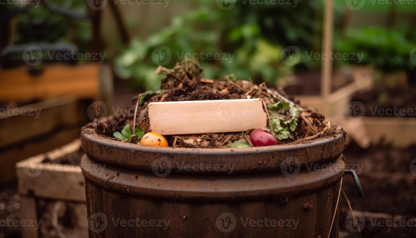 färsk organisk frukt och grönsaker i rustik trä- behållare utomhus genererad förbi ai foto