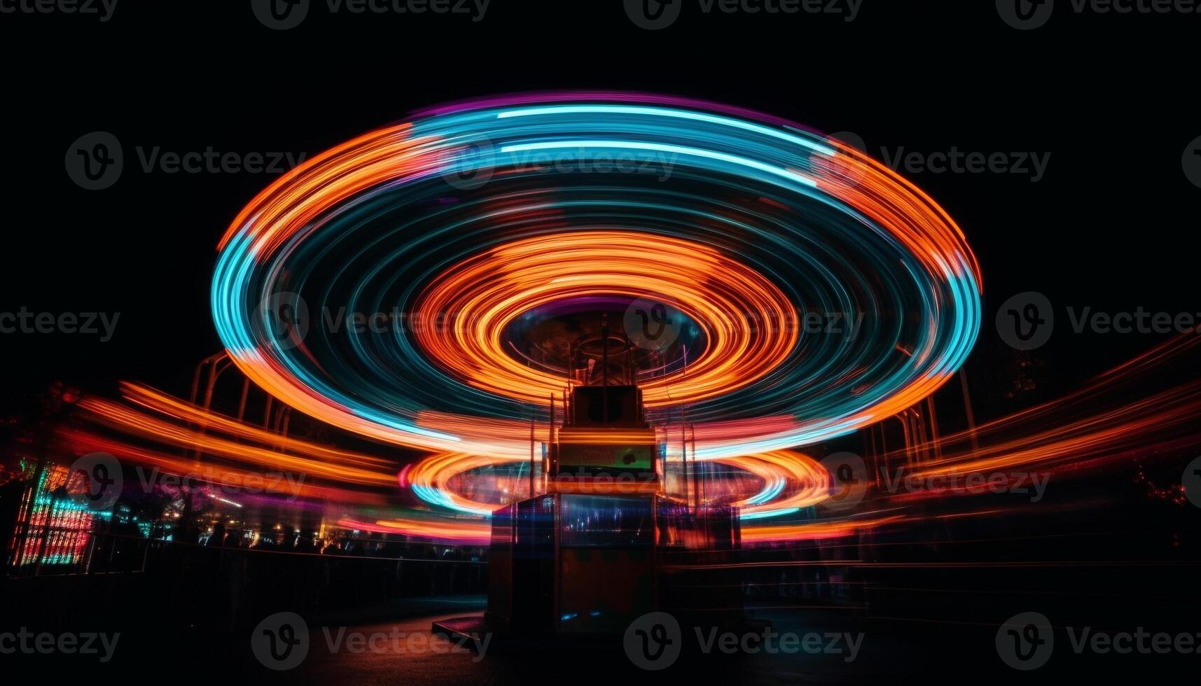 spinning hjul tänds vibrerande färger på karneval genererad förbi ai foto