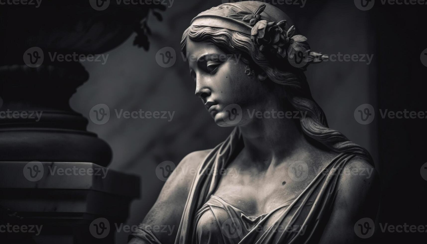 ett person, kvinna, bön- på gammal grav genererad förbi ai foto