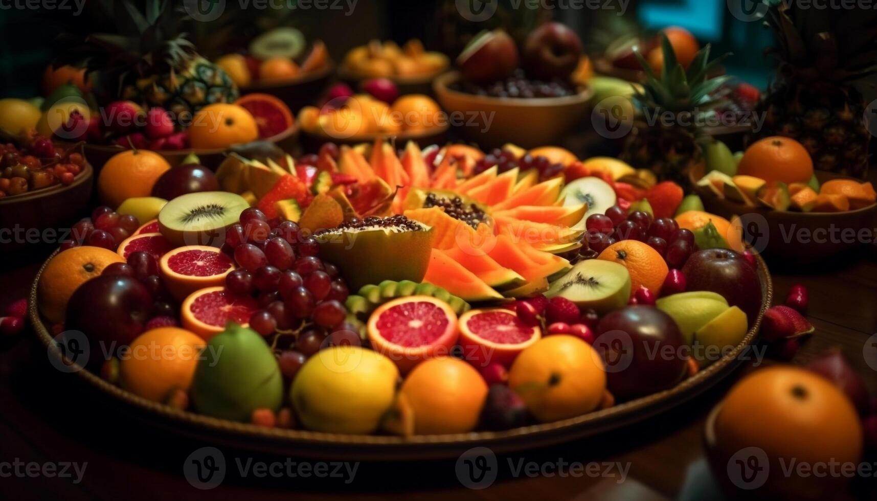 frukt skål spricker med färgrik organisk friskhet genererad förbi ai foto