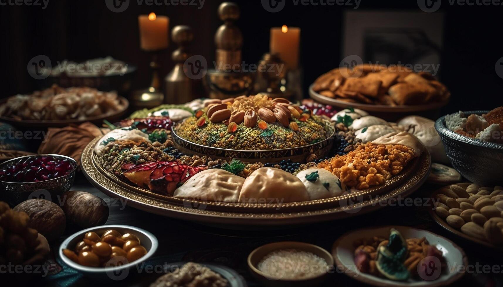 nyligen bakad hemlagad efterrätt på gourmet trä- bricka genererad förbi ai foto