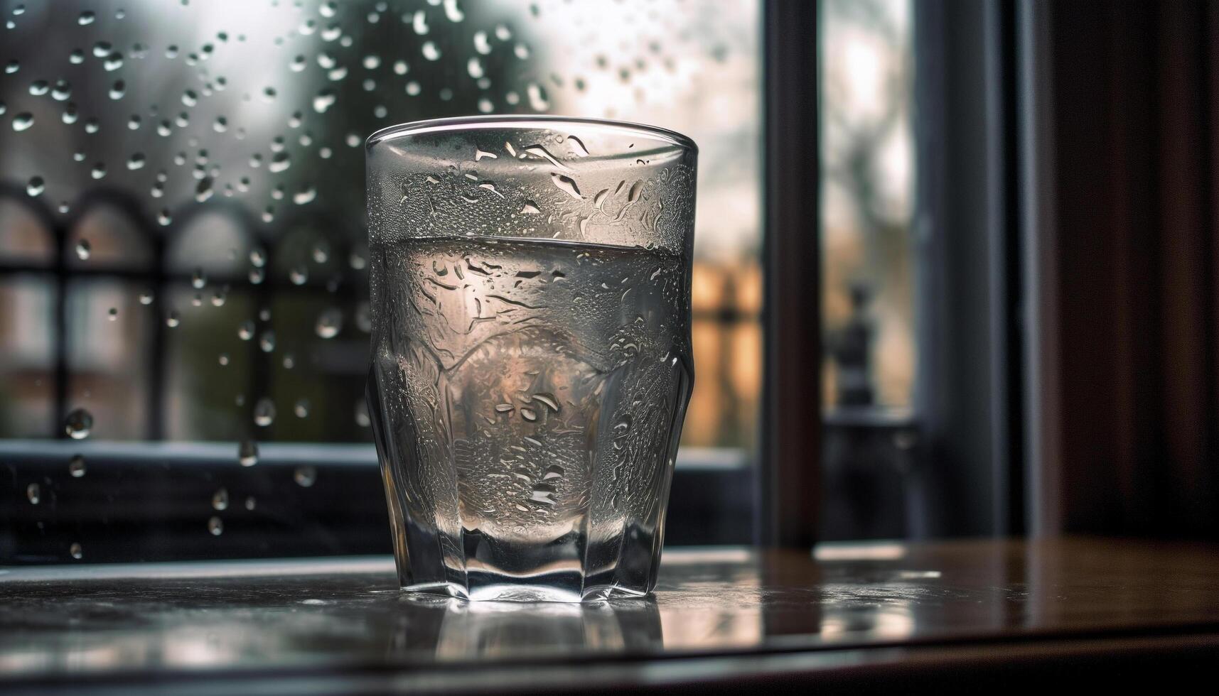 kristall glas innehar färsk dryck med is genererad förbi ai foto
