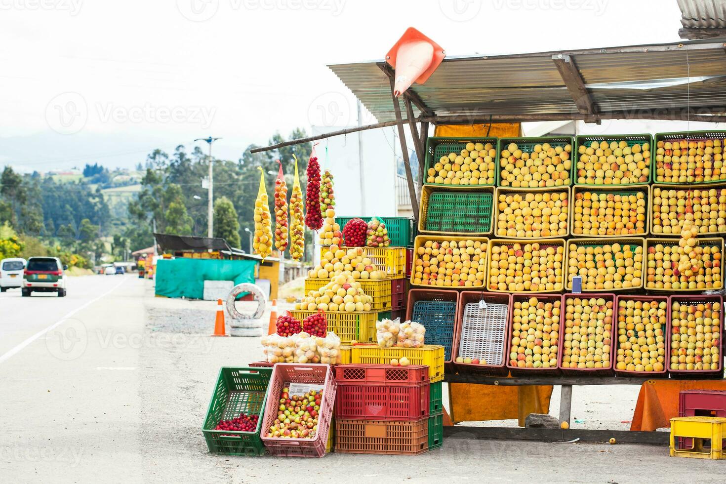 traditionell försäljning av frukt på de vägar av de avdelning av boyaca i colombia foto