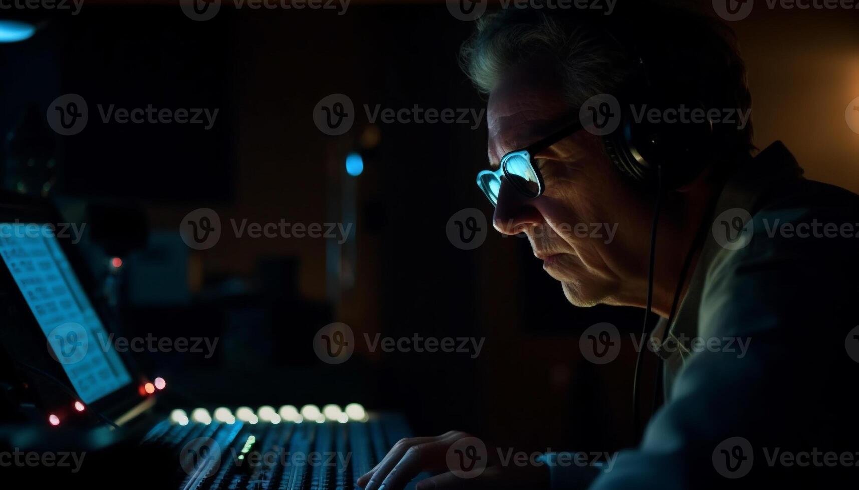 ett musiker arbetssätt på musik i nattklubb genererad förbi ai foto