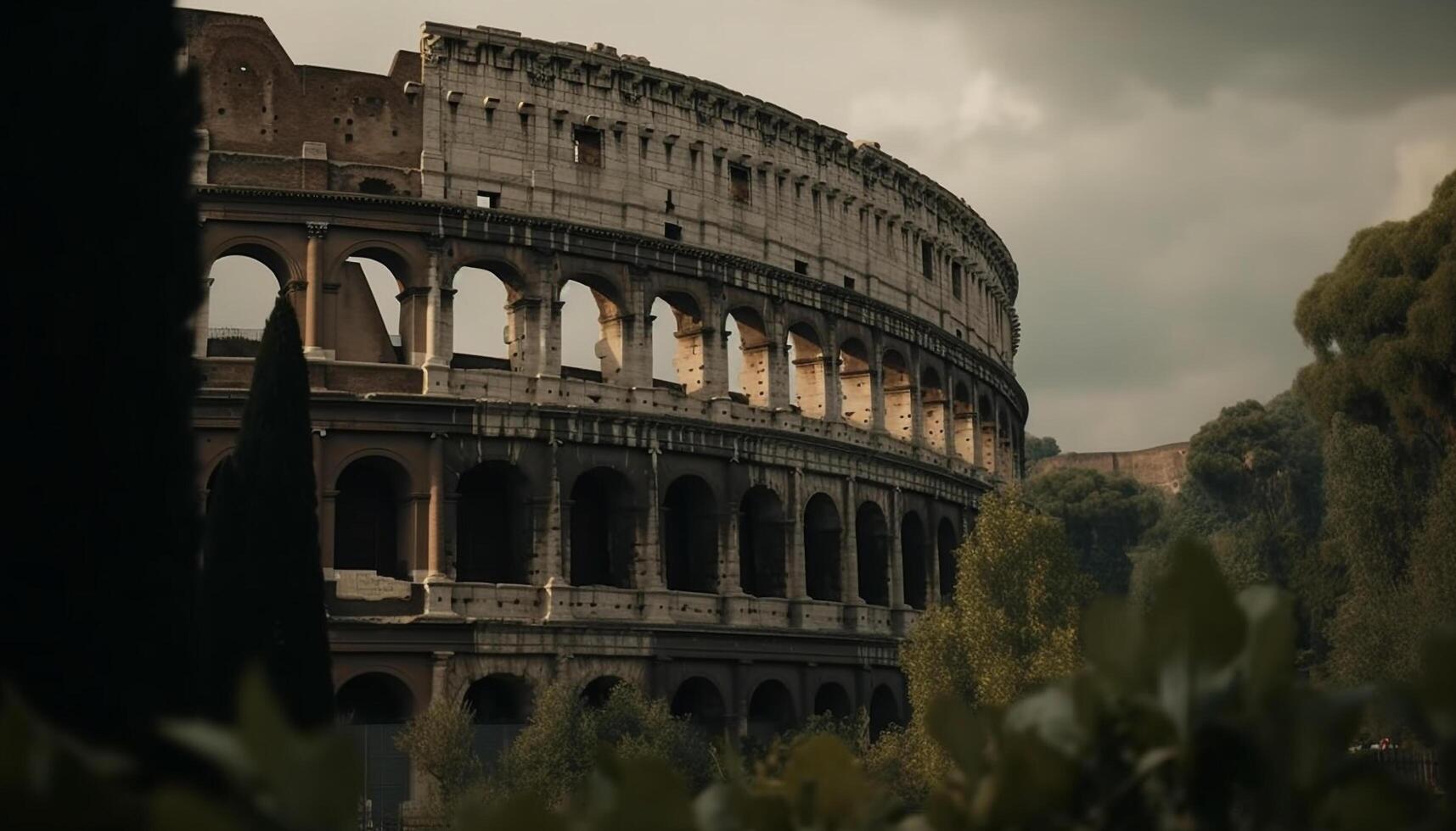 majestätisk ruiner av gammal roman forum stå lång genererad förbi ai foto