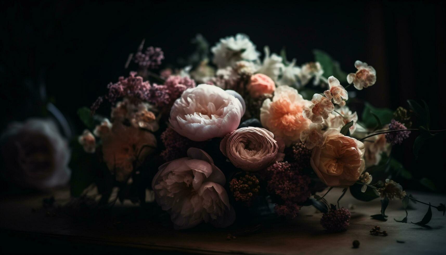 färsk bukett av blommor i vas genererad förbi ai foto