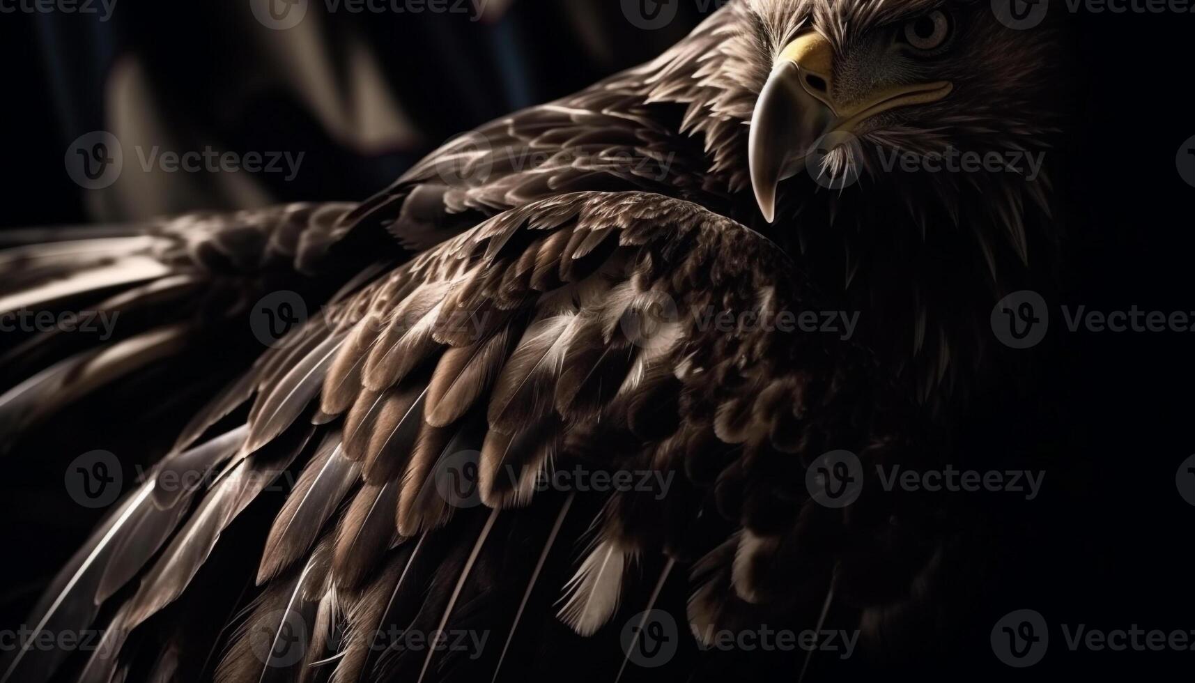 majestätisk fågel av byte perching på gren genererad förbi ai foto