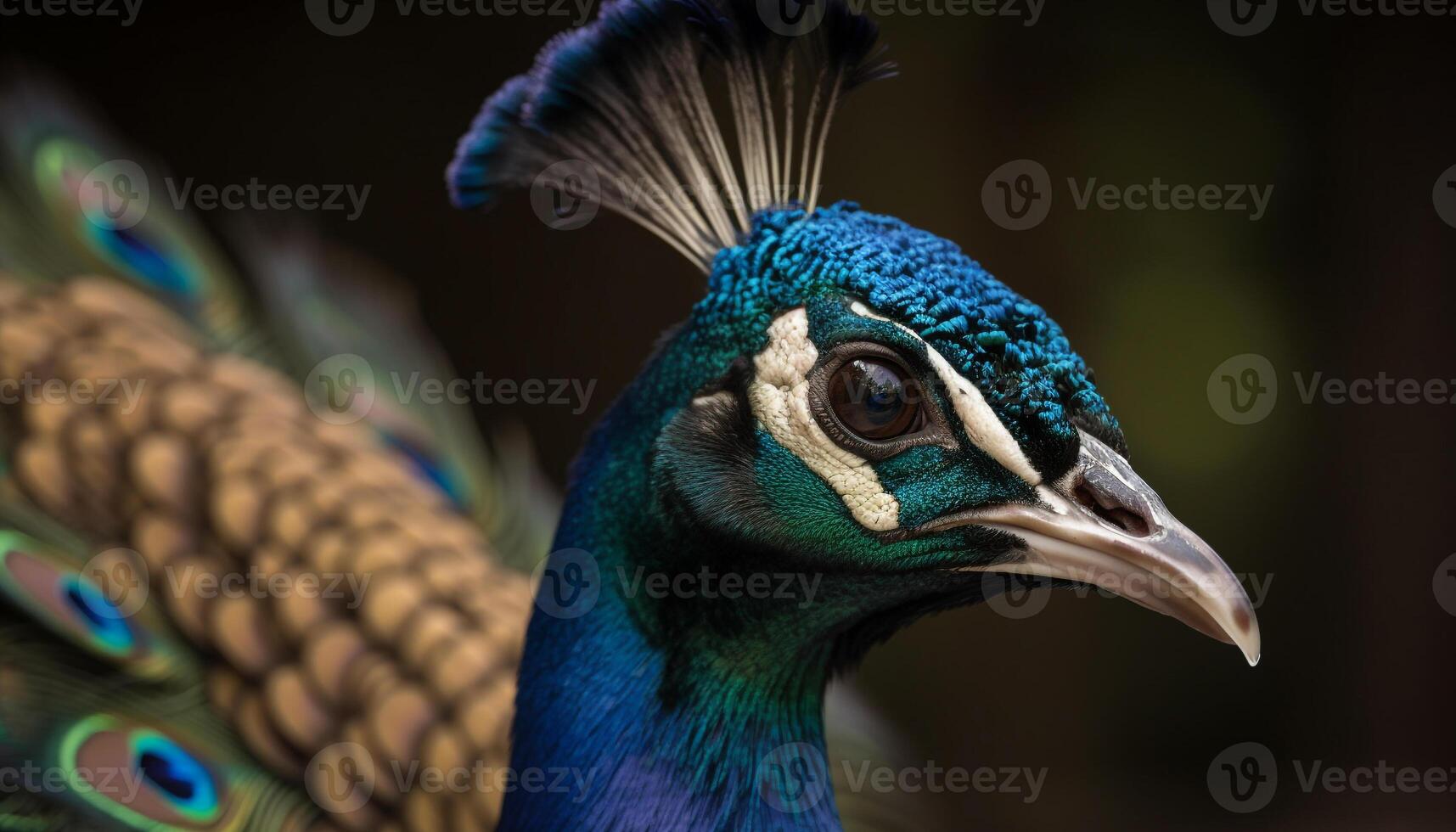 majestätisk påfågel visas vibrerande mång färgad elegans genererad förbi ai foto