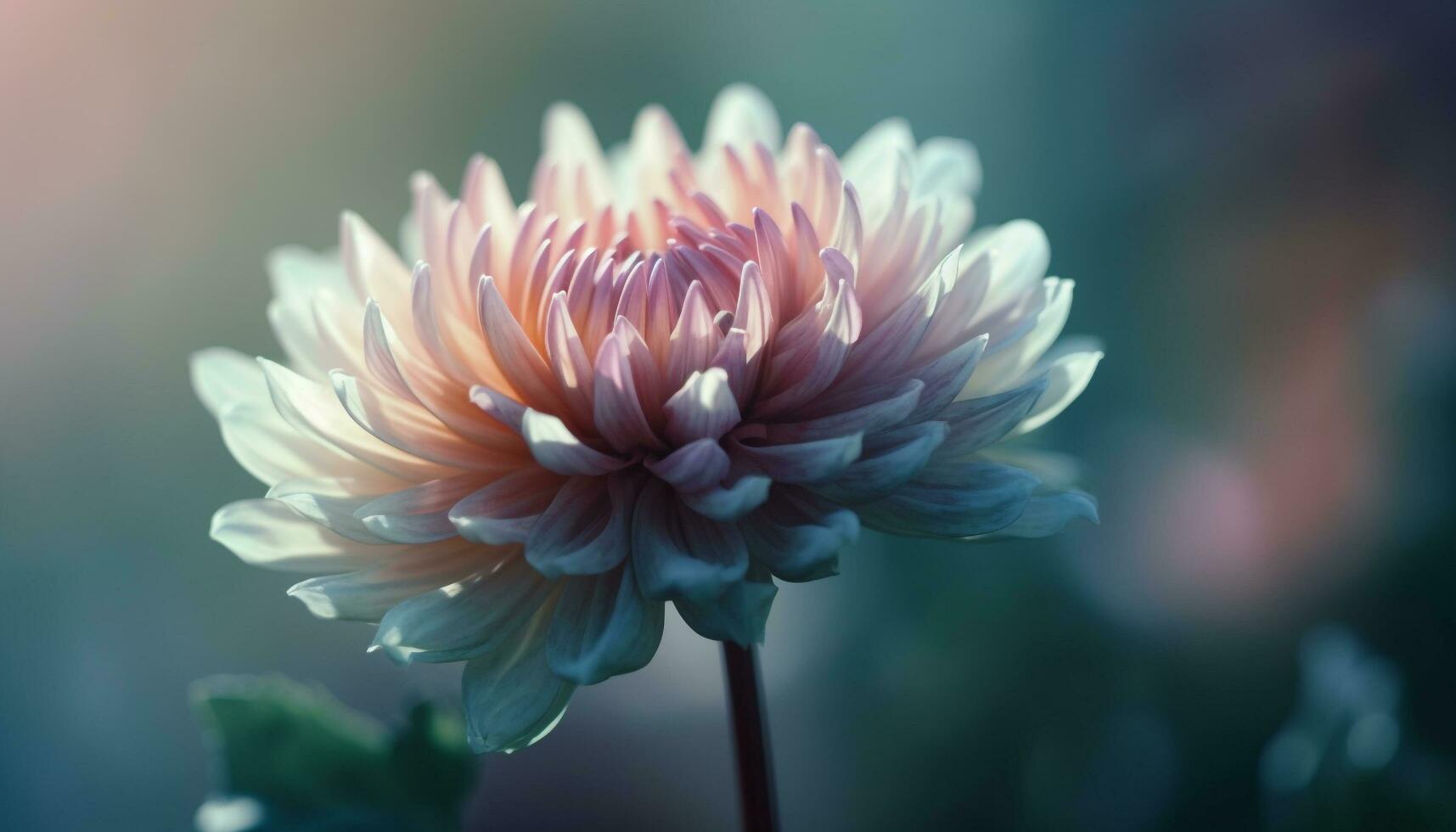 vibrerande kronblad av en mång färgad dahlia blomma genererad förbi ai foto