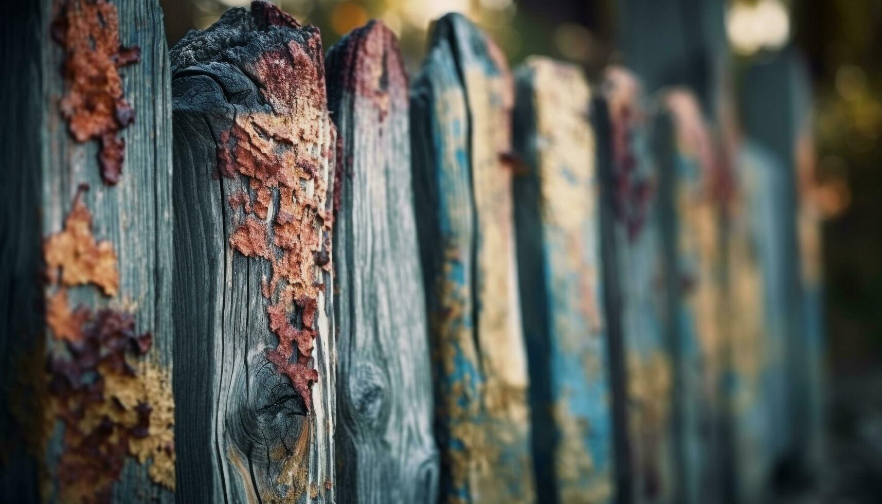 rostig riden staket planka, en rustik bakgrund genererad förbi ai foto