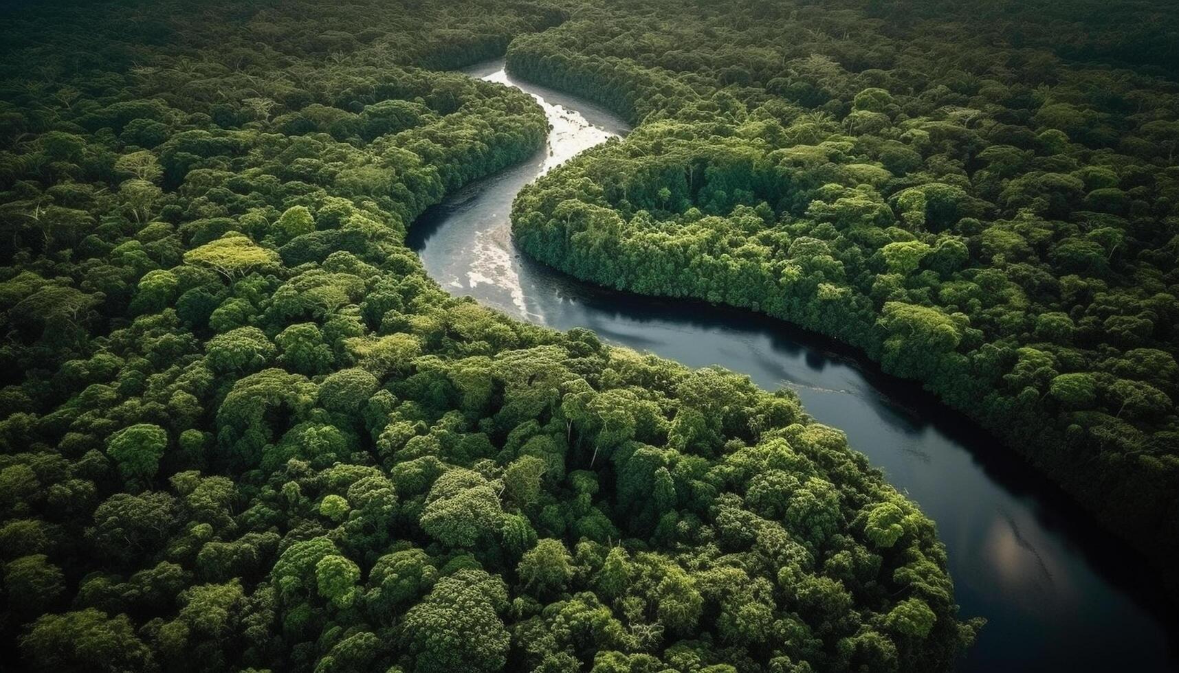 lugn scen hög upp, Drönare fångar skönhet i natur friskhet genererad förbi ai foto