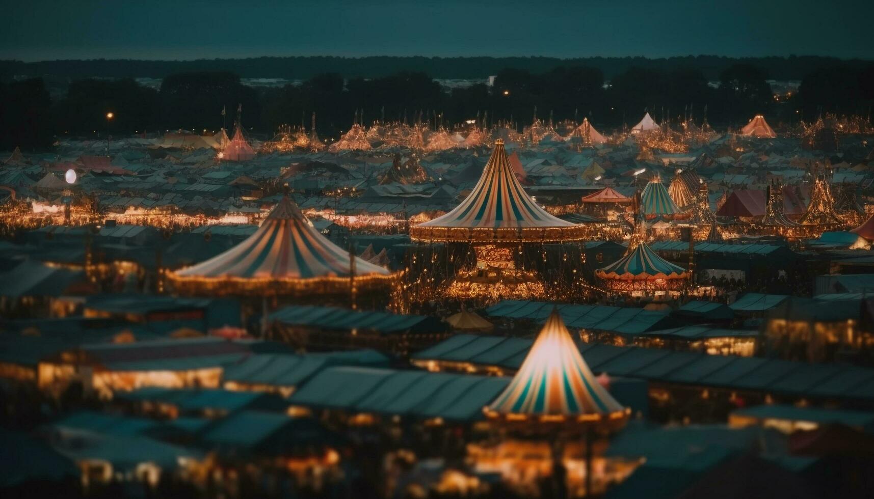 glad familjer antända ljus lågor på spinning karneval hjul utomhus genererad förbi ai foto