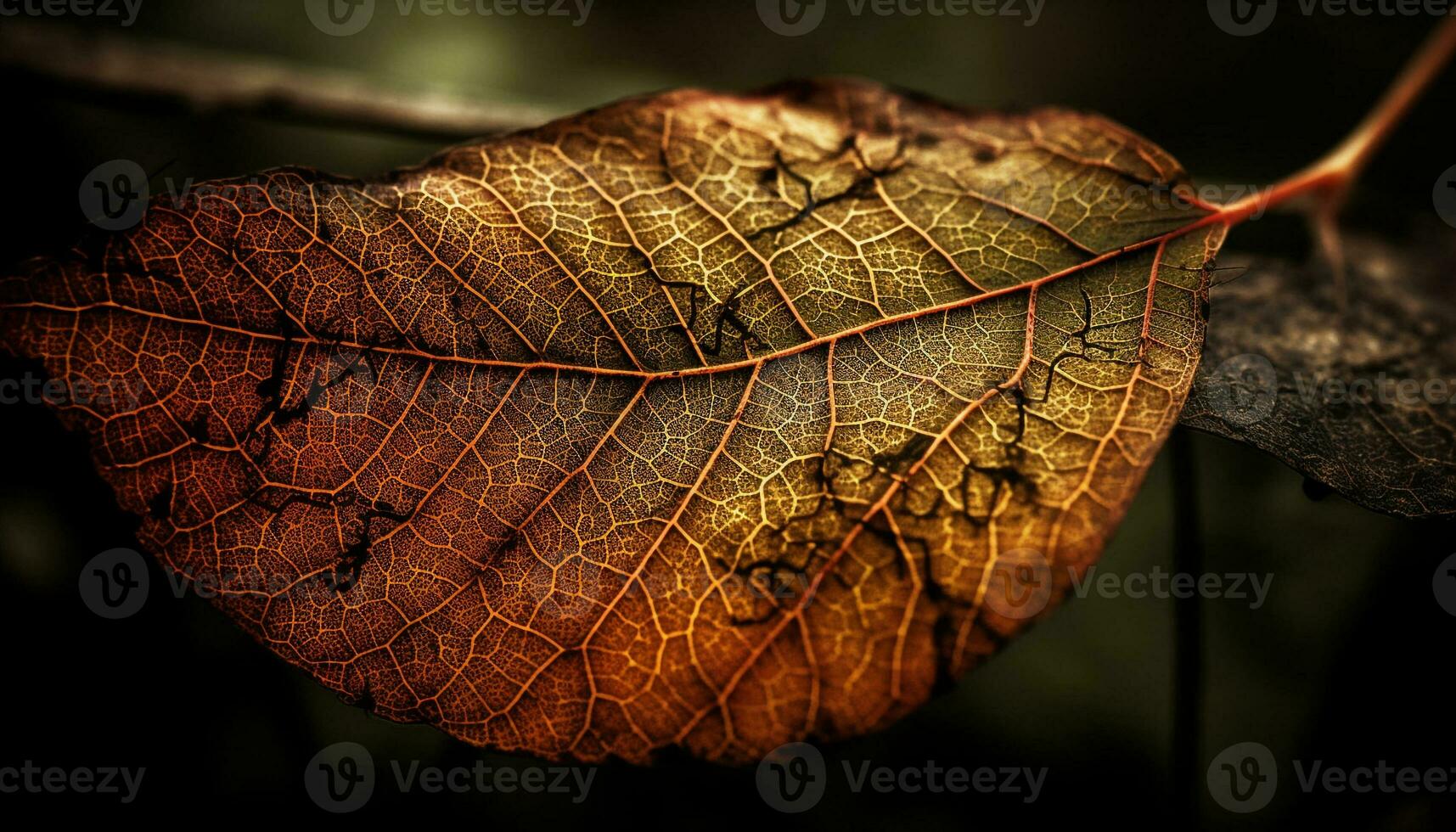 vibrerande höst blad ven mönster på gul lönn träd gren genererad förbi ai foto