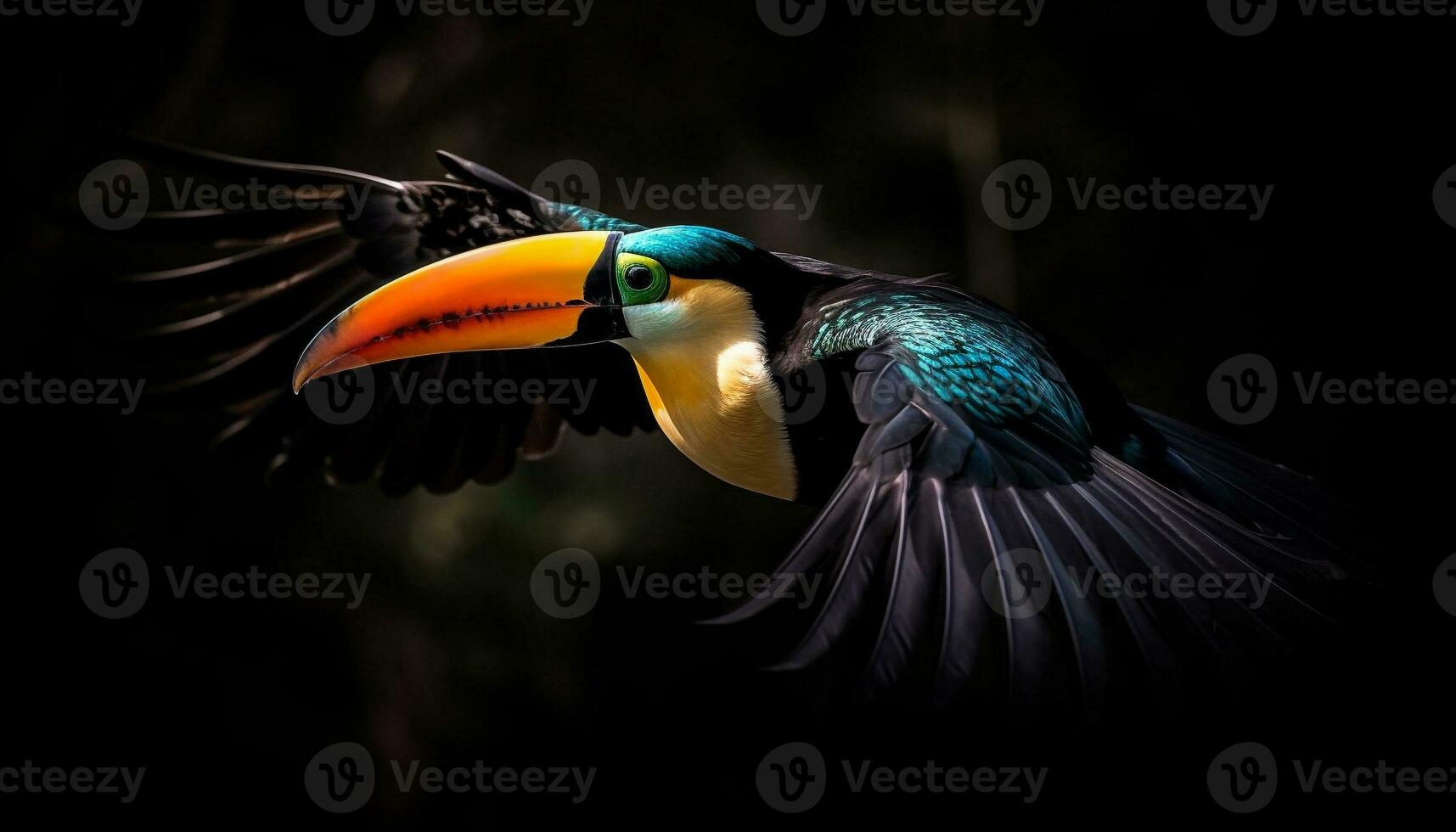 de vibrerande toucan sittpinnar på en gren i de regnskog genererad förbi ai foto