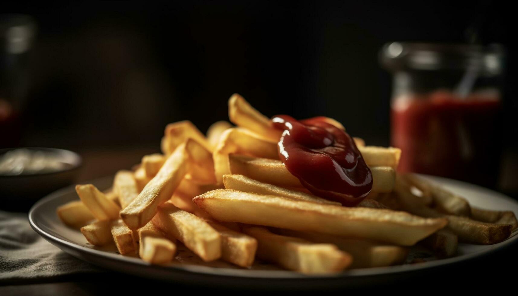 knaprig franska frites och nötkött aptitretare i gourmet snabb mat genererad förbi ai foto