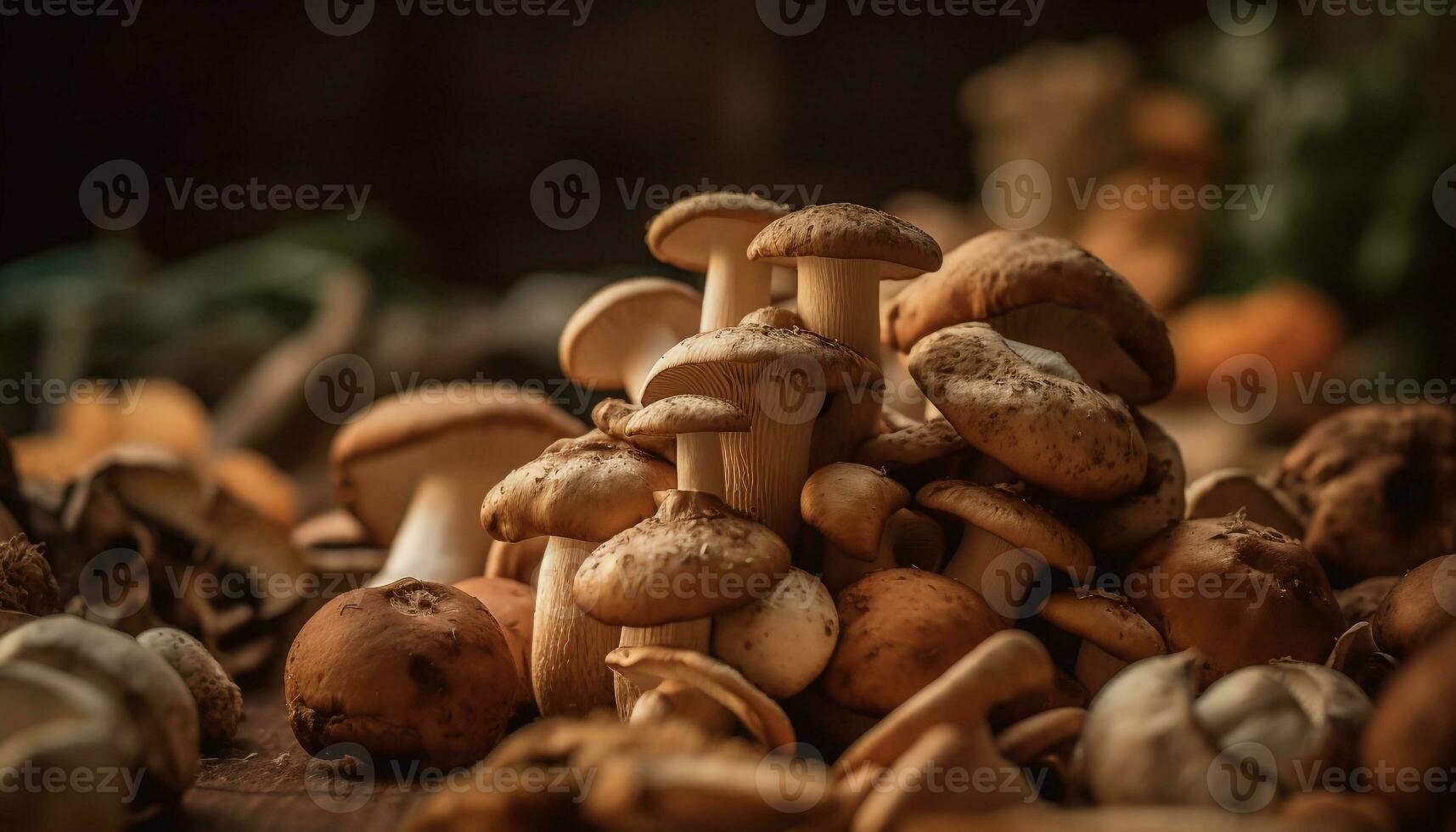 färsk porcini svamp, en gourmet ingrediens för friska äter måltider genererad förbi ai foto