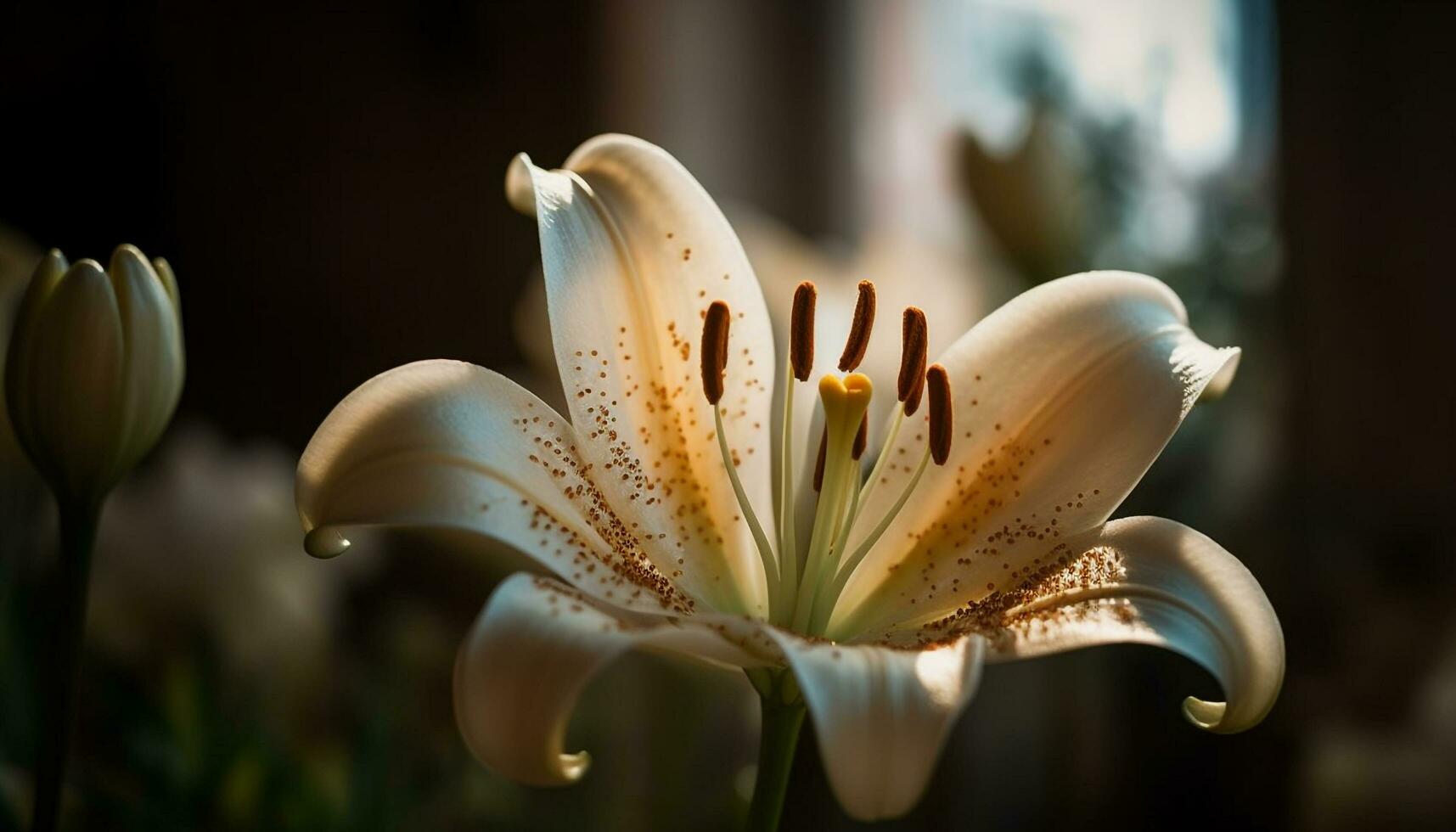 de delikat rosa orkide med dagg släppa utstrålar elegans inomhus genererad förbi ai foto