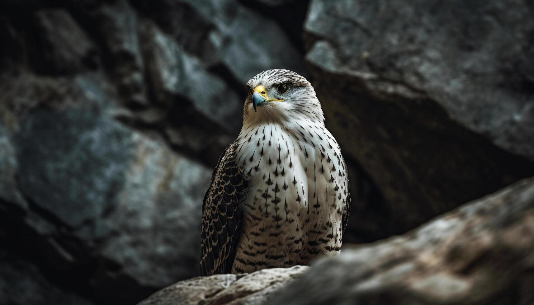 majestätisk peregrine falk perching på gren, klor i fokus genererad förbi ai foto