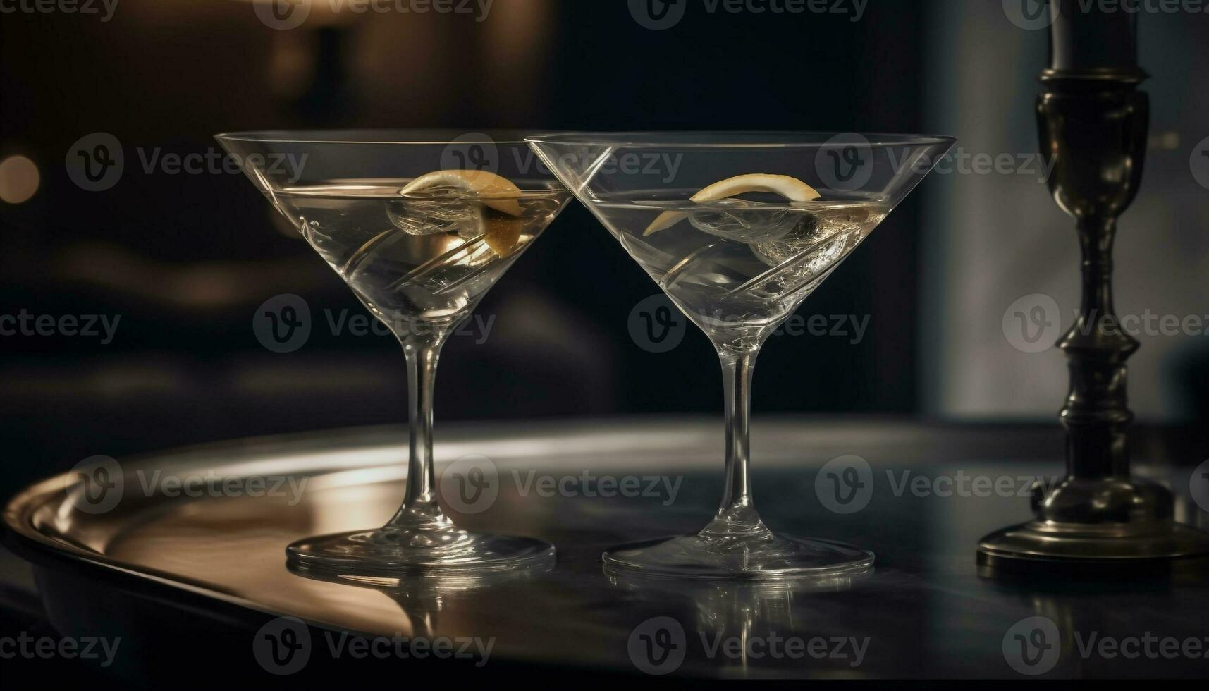 elegant Martini glas speglar lyx nattliv på de bar genererad förbi ai foto