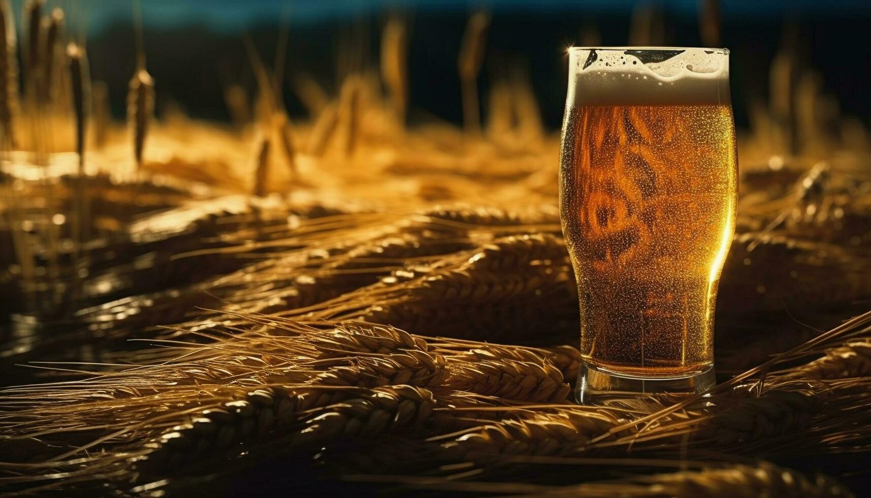 en skummande halvliter av kall, uppfriskande öl i en rustik bryggeri genererad förbi ai foto