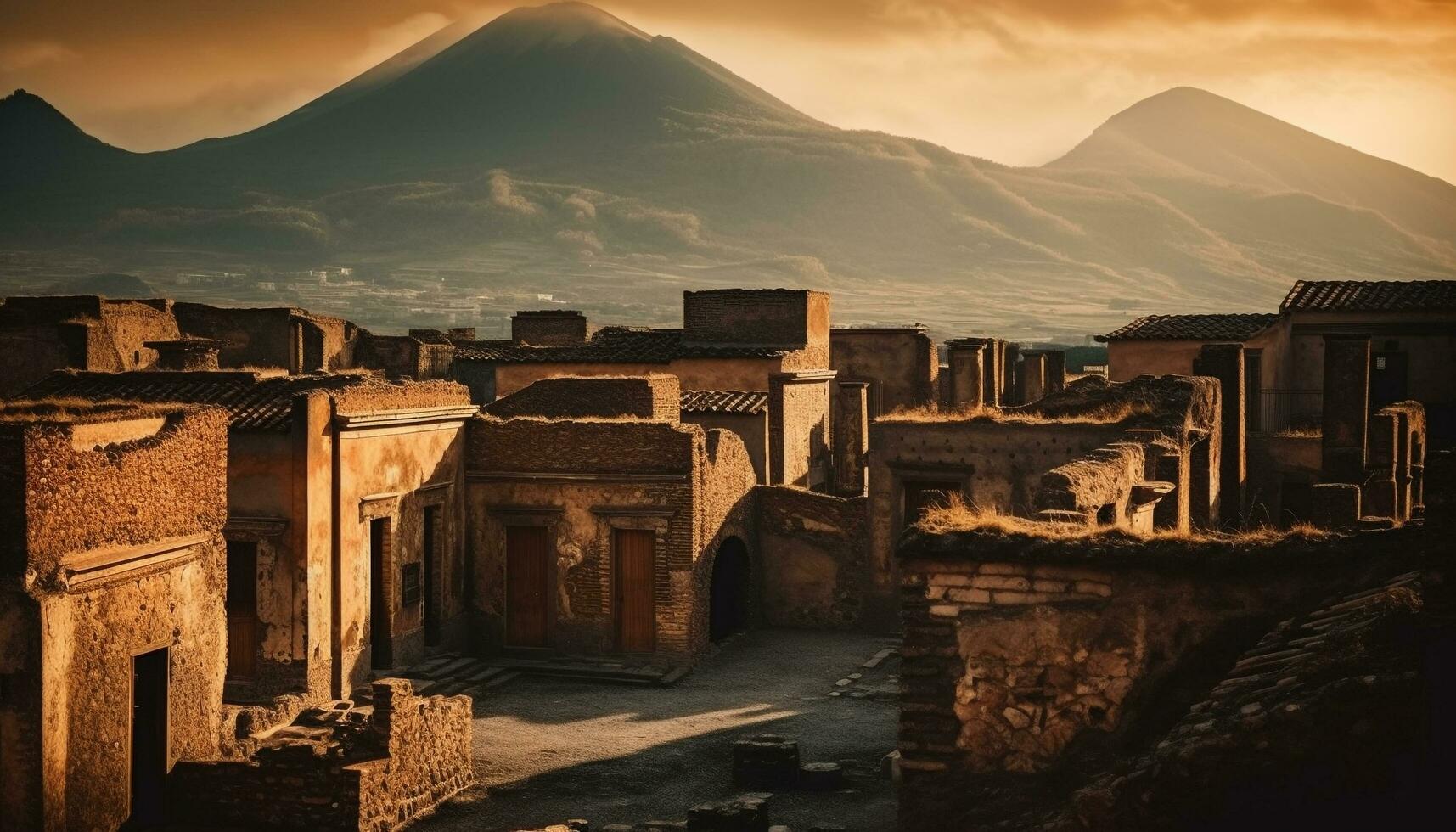 övergiven gammal ruin atop berg räckvidd, en panorama- äventyr väntar genererad förbi ai foto