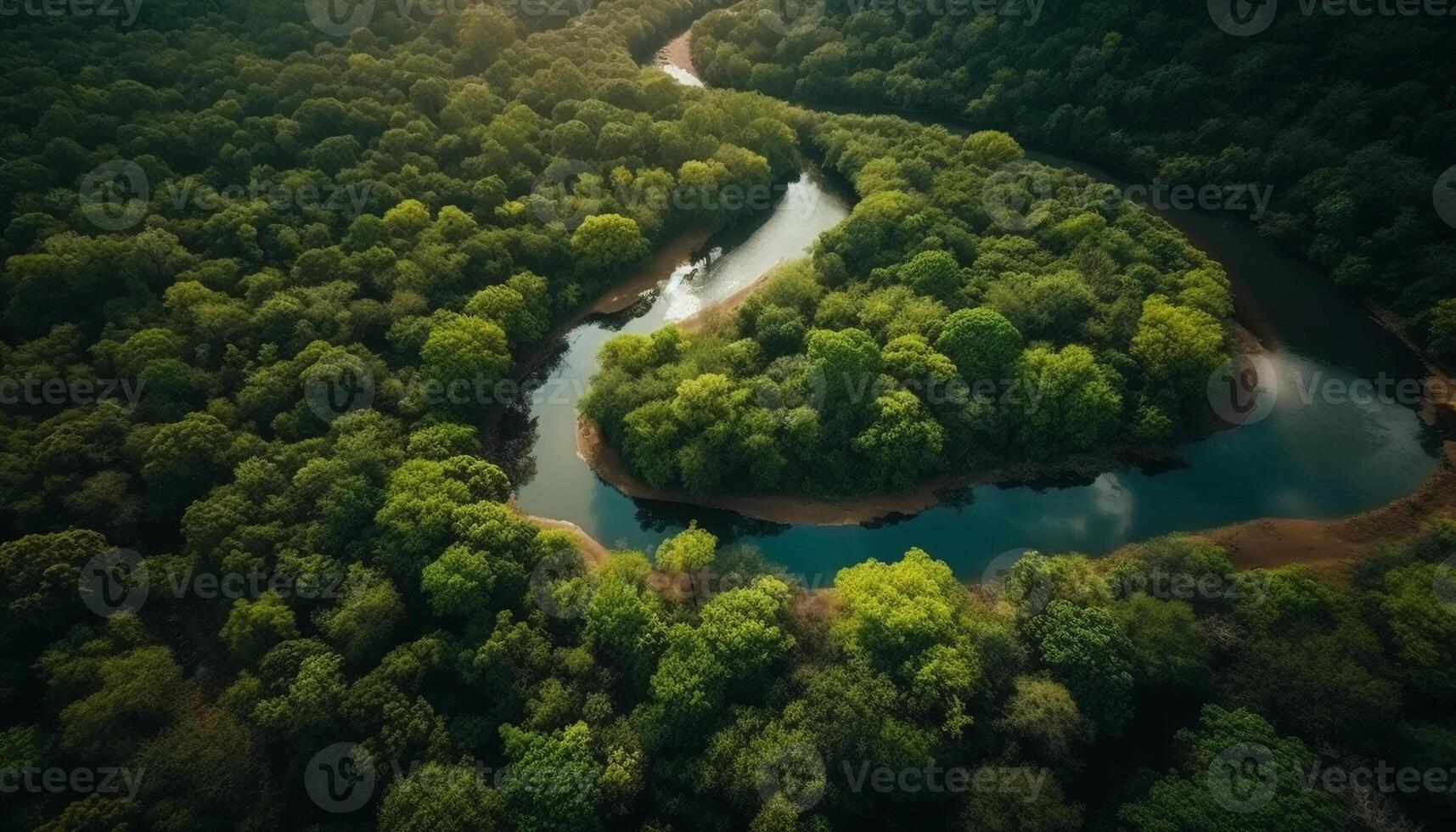 grön löv reflektera på lugn damms yta genererad förbi ai foto