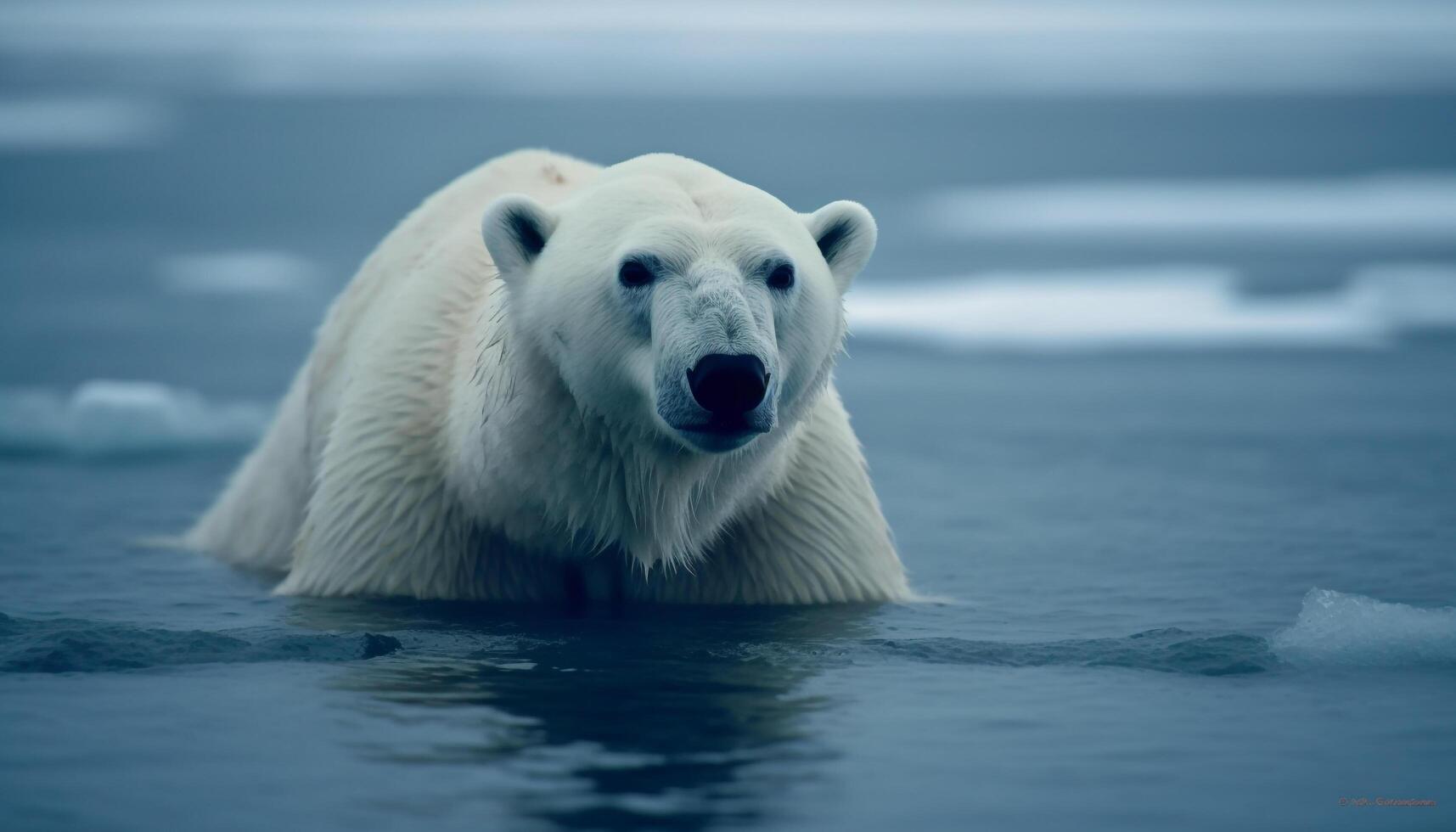 ett endangered arktisk däggdjur ser på kamera genererad förbi ai foto