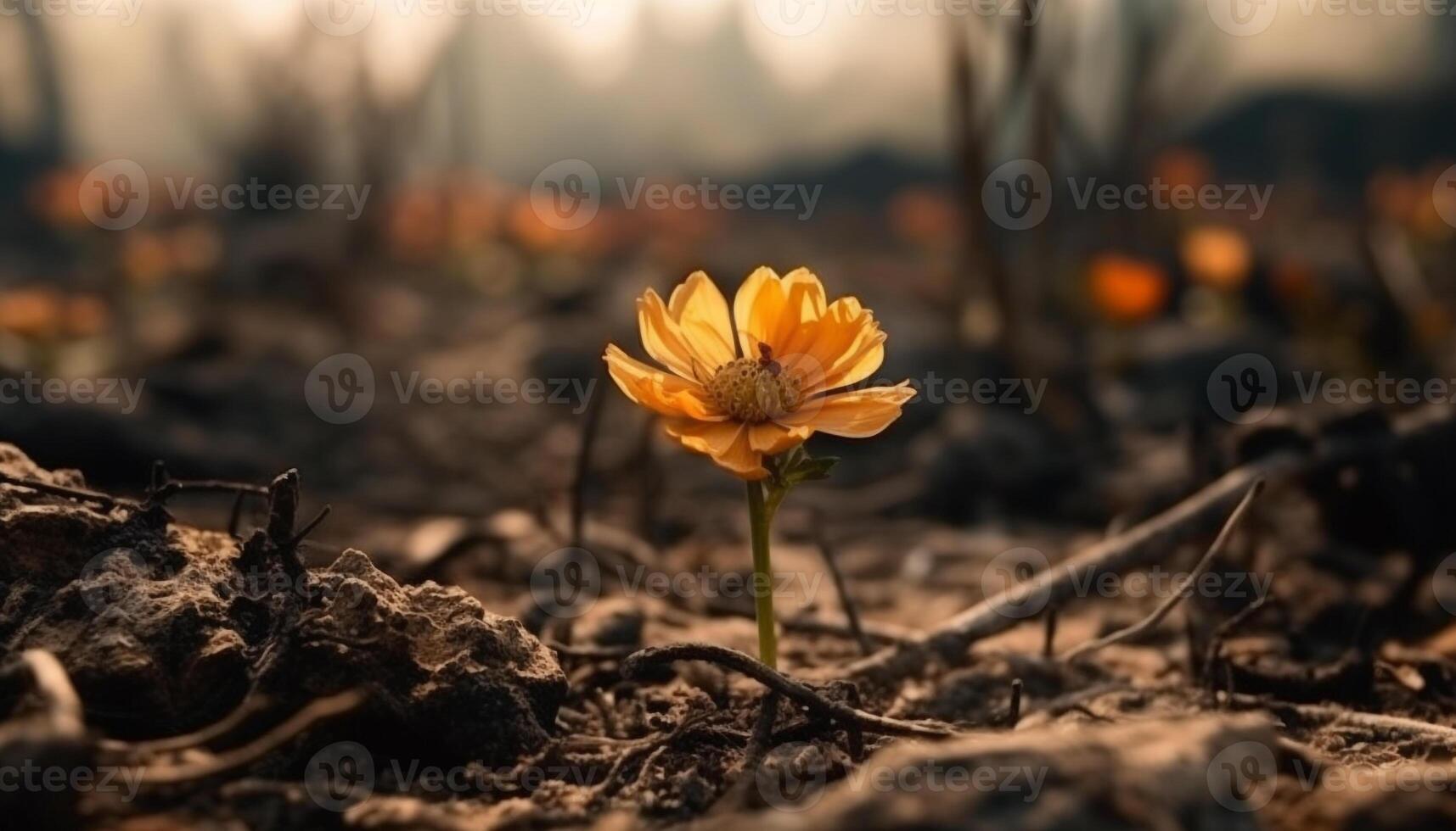 gul vild blomma i äng, skönhet i natur genererad förbi ai foto