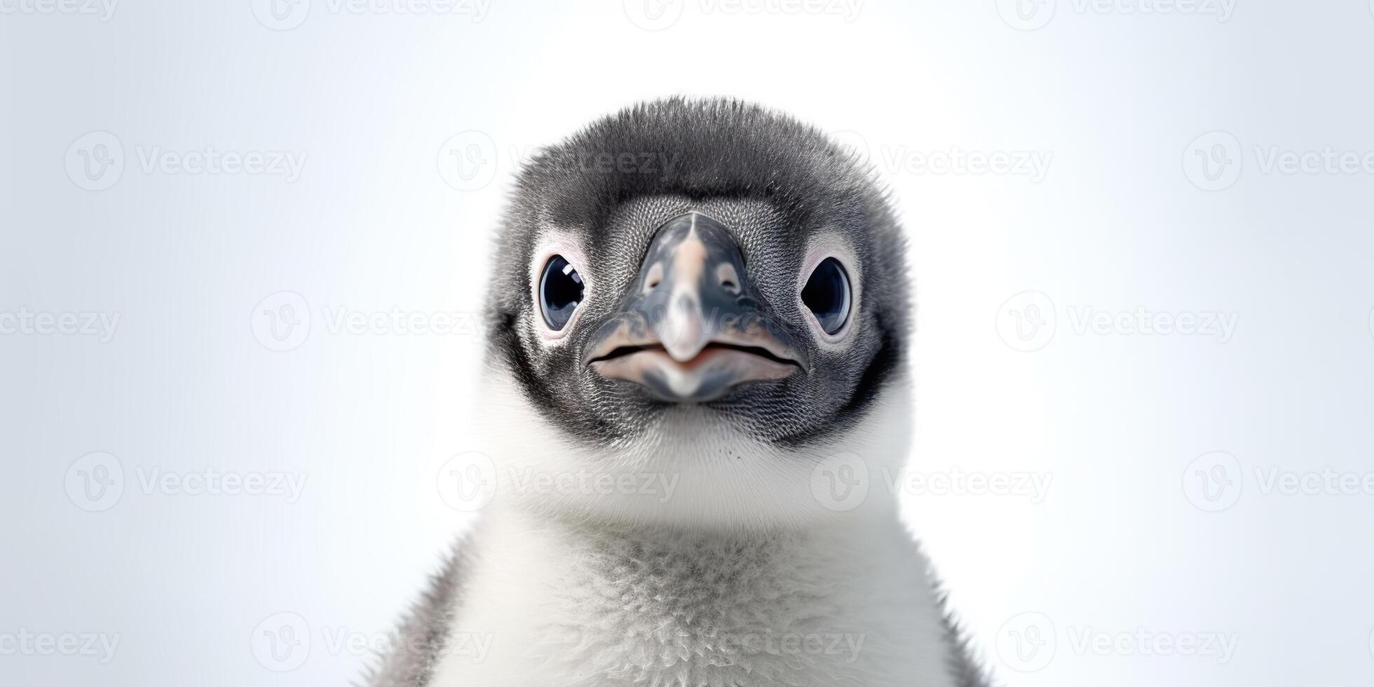 ai genererad. ai generativ. Foto illustration av liten bebis pingvin söt rolig ansikte. grafisk konst