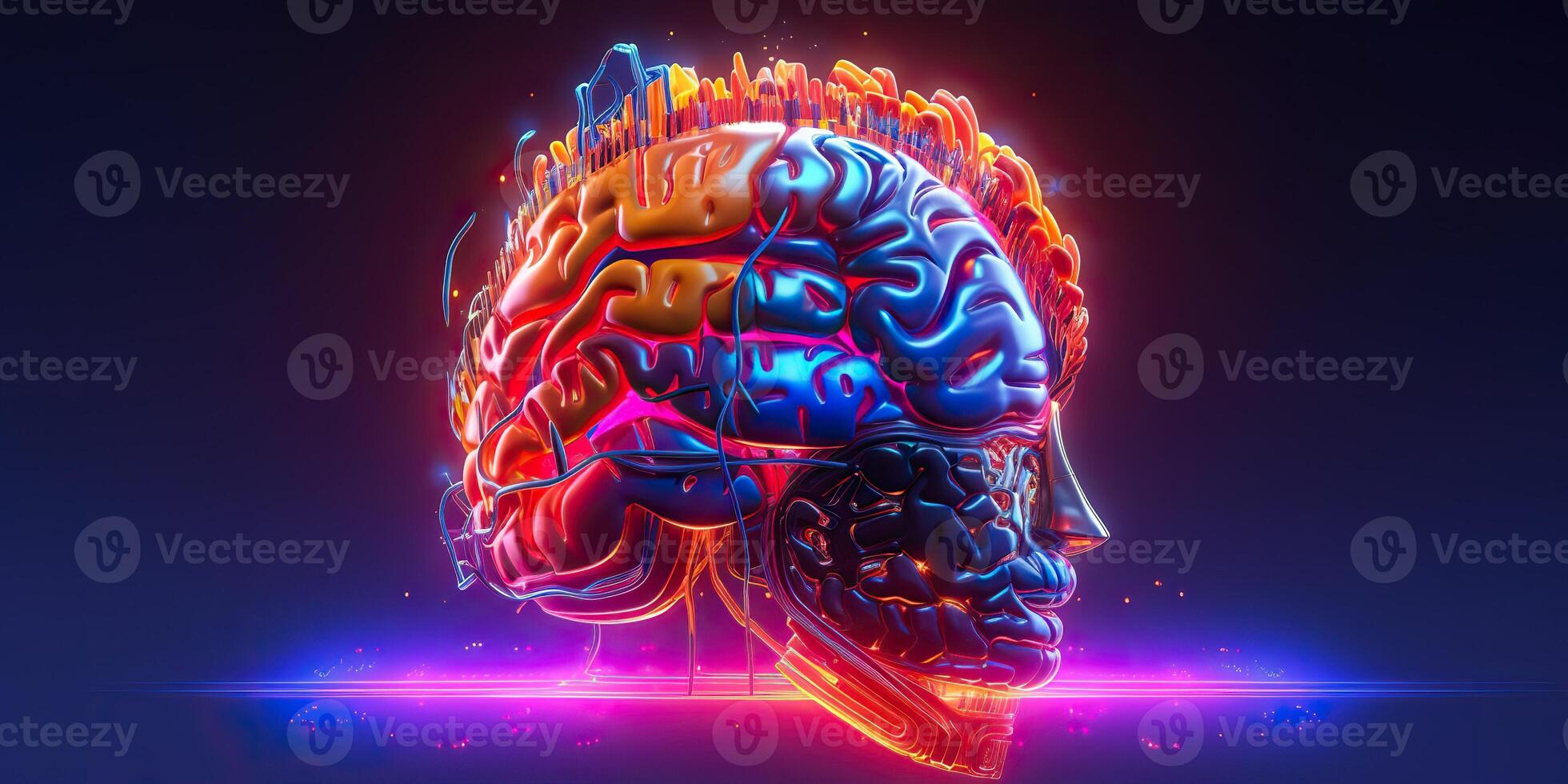 ai genererad. ai generativ. ai intelligens artificiell hjärna huvud sinne syntvåg stil framtida edication program. grafisk konst illustration foto