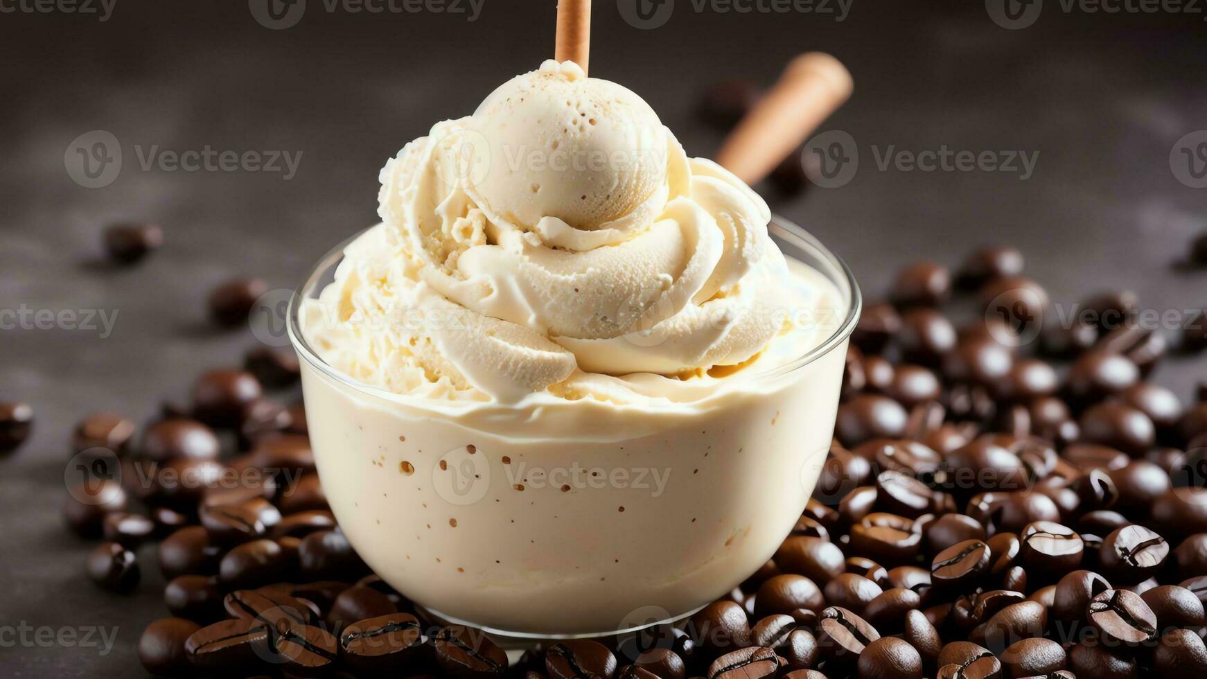 Lägg till en dekadent Rör till din nationell kaffe milkshake dag med vispad grädde. ai genererad. foto
