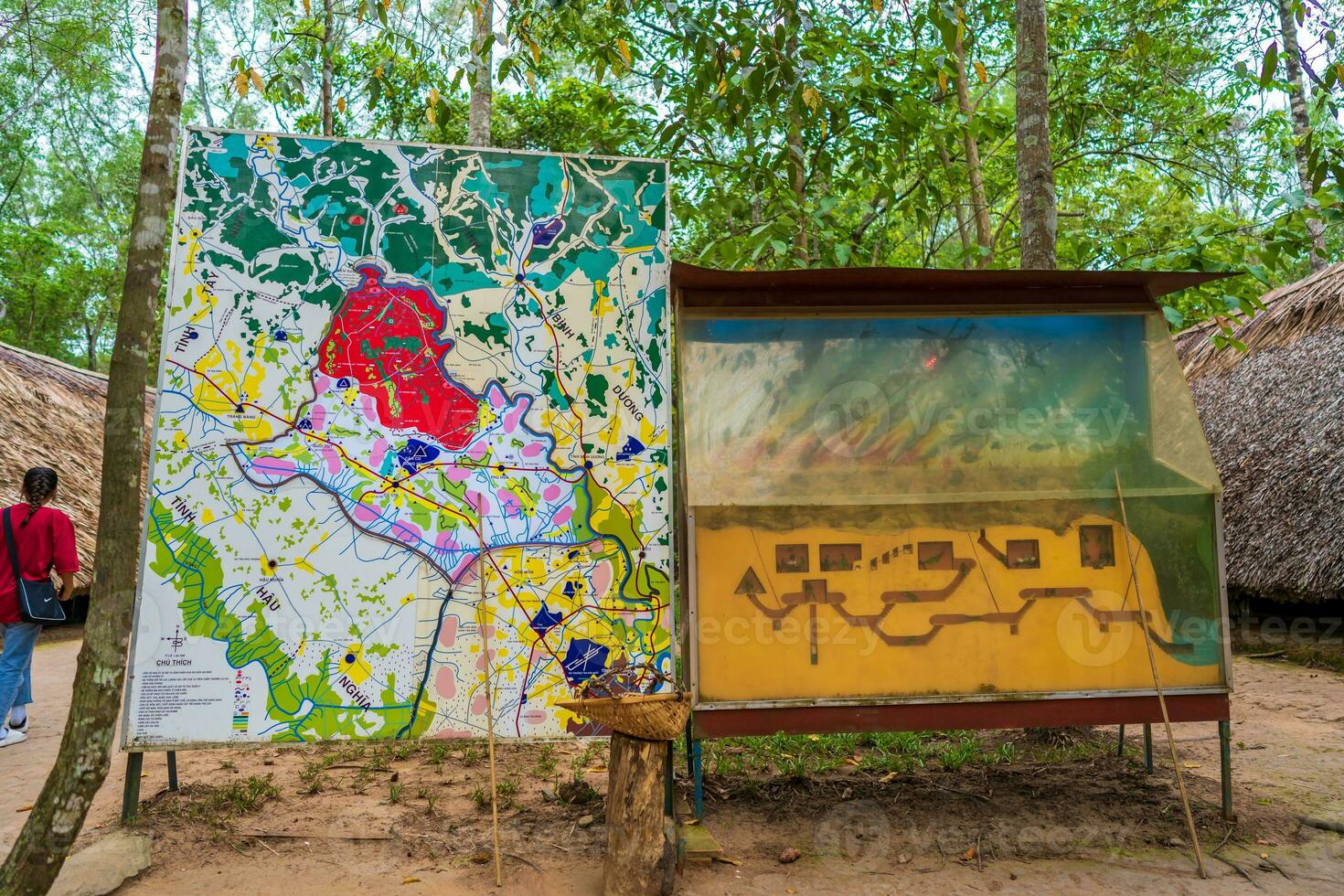 de cu chi tunnlar var de viet kong's bas av operationer för de tet offensiv i 1968. känd turist attraktion i vietnam. stock Foto