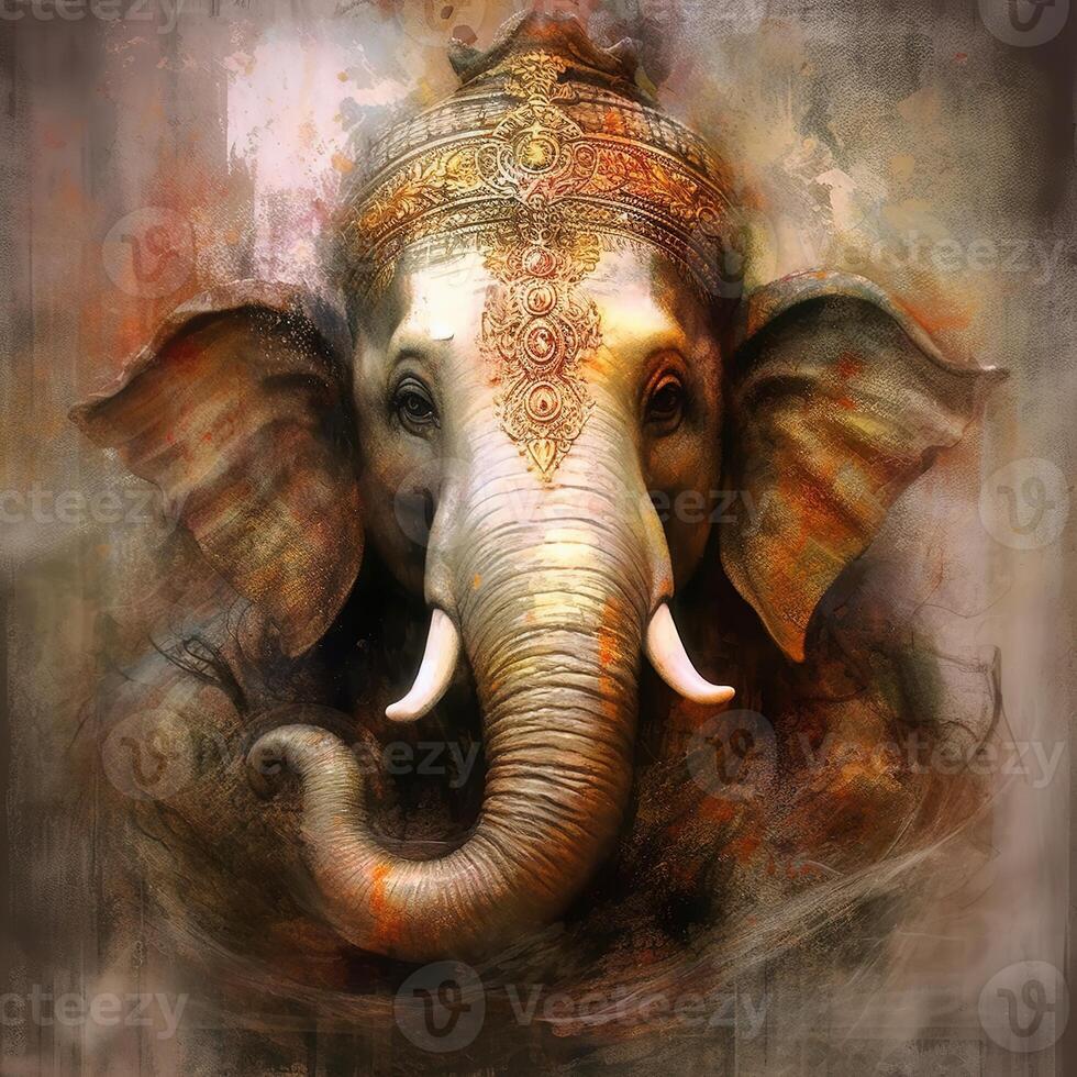 illustration av herre ganesha för ganesh chaturthi med bakgrund. ai genererad. foto