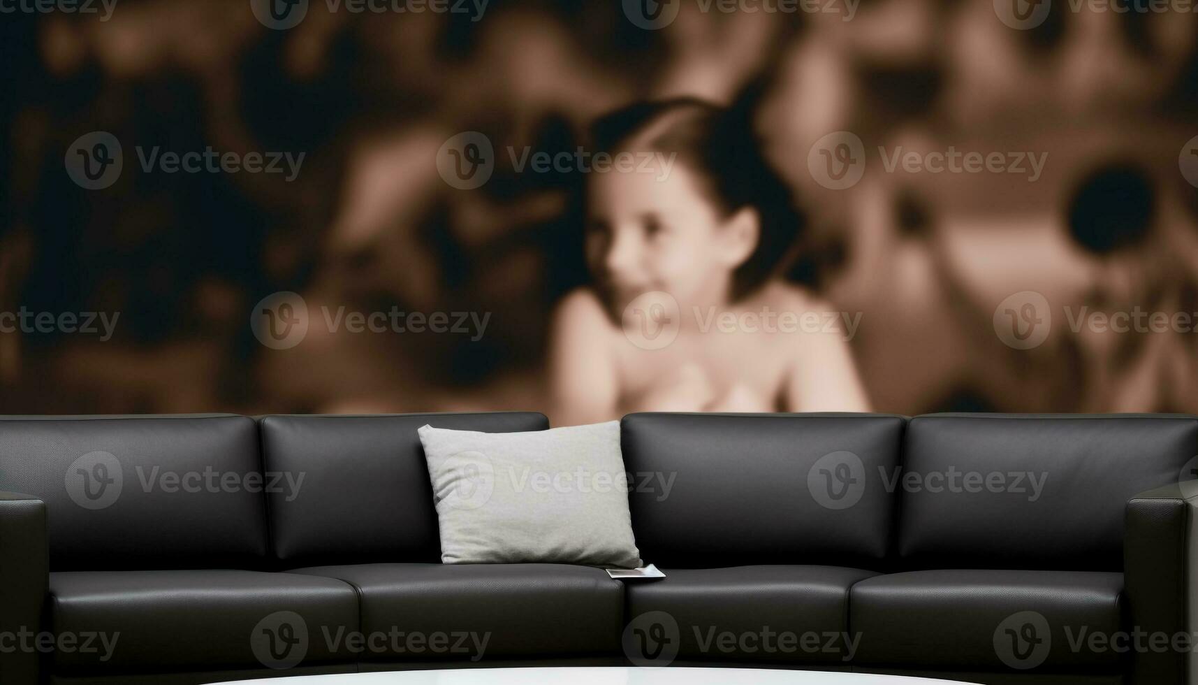 söt barn spelar på bekväm soffa i modern levande rum genererad förbi ai foto