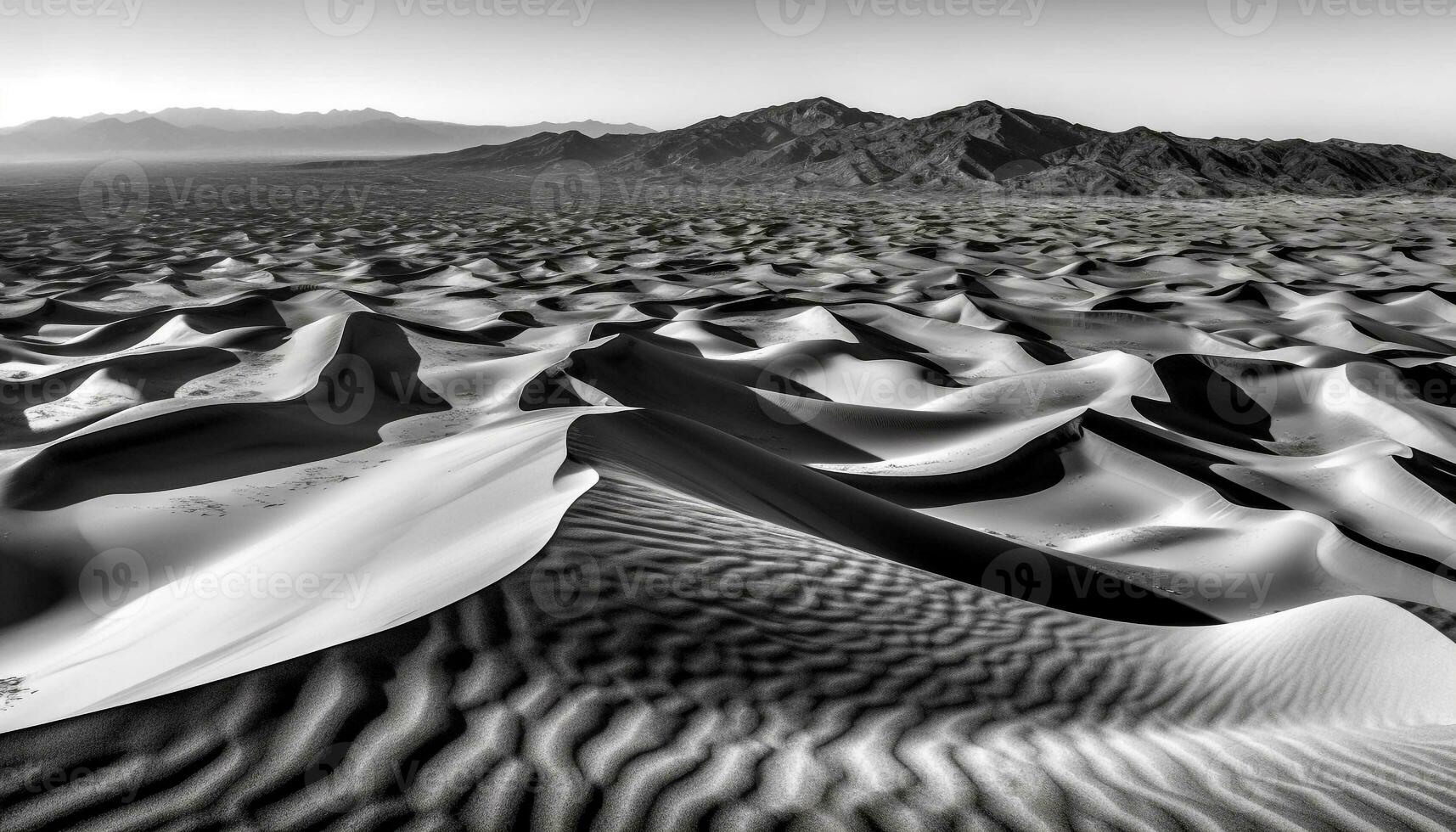 lugn scen av majestätisk sand sanddyner i avlägsen afrika genererad förbi ai foto