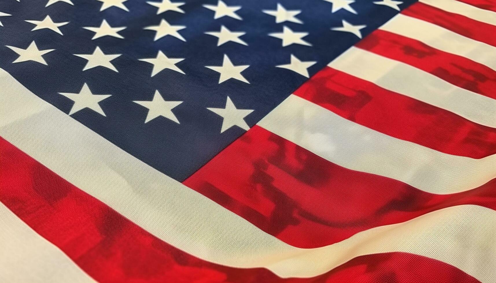amerikan flagga vinka i firande av fjärde av juli frihet genererad förbi ai foto