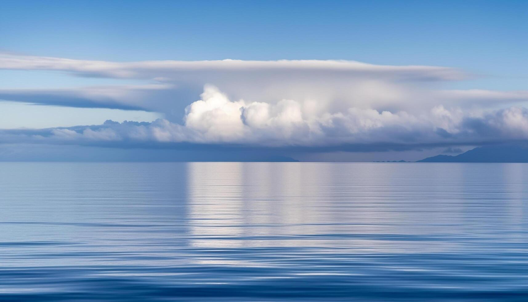 lugn marinmålning speglar skönhet i natur, horisont över vatten genererad förbi ai foto