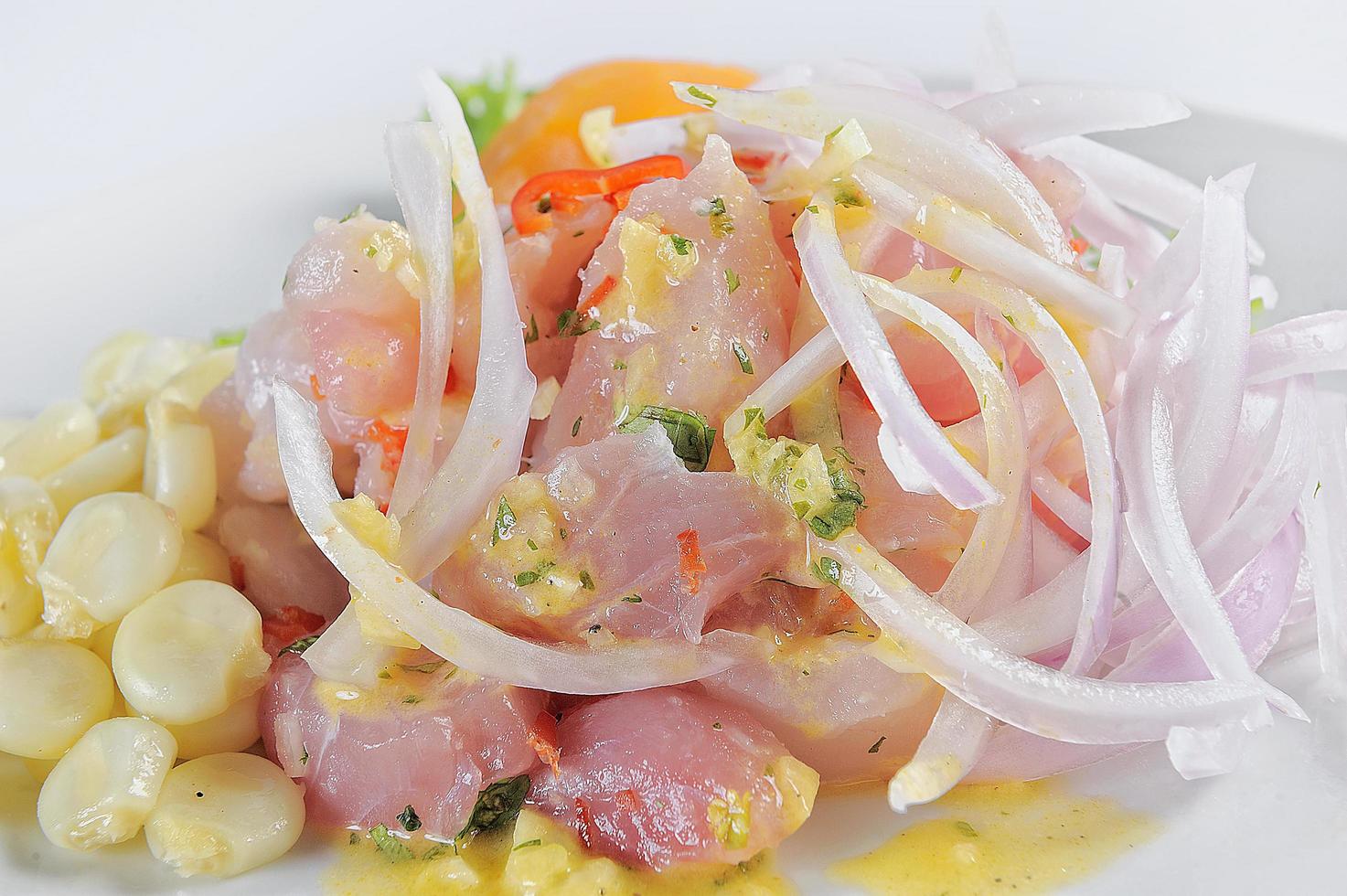 ceviche maträtt symbol för peruansk gastronomi foto