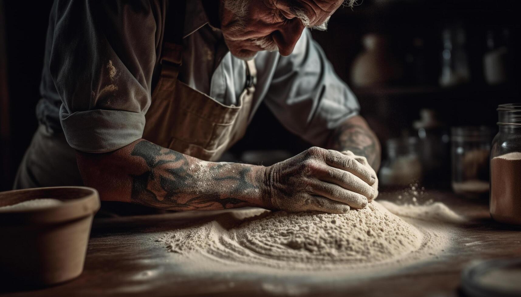 de crafts expertis i krukmakeri är uppenbar i hans hemlagad former genererad förbi ai foto