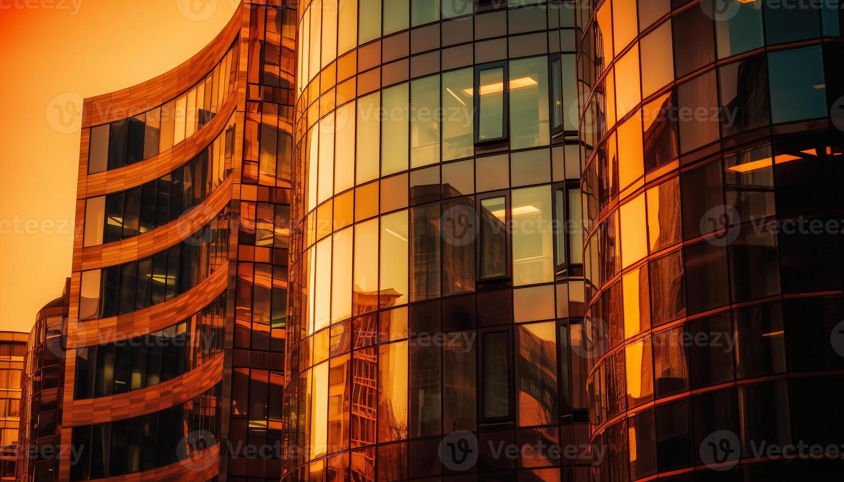 trogen glas skyskrapa speglar vibrerande stad liv utomhus genererad förbi ai foto